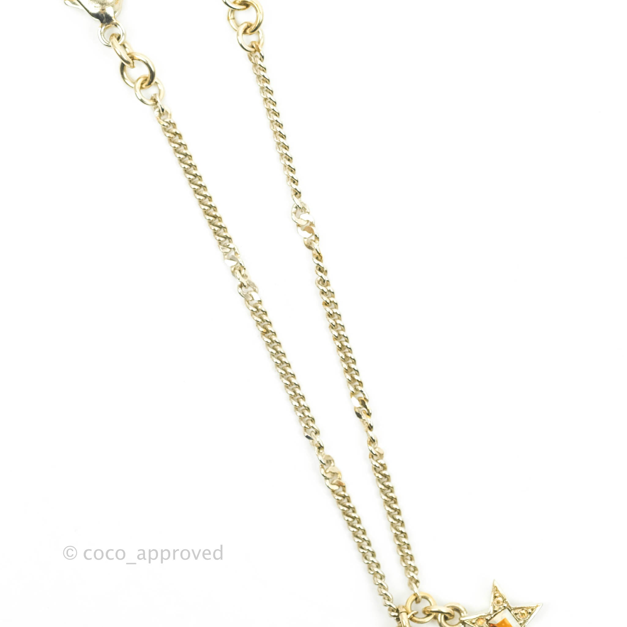 Chanel Champagne Crystal CC & Star Bracelet with Gold Hardware - 21S Collection | Elegant Luxury Jewelry for Women, Perfect for Parties, Weddings & Special Occasions