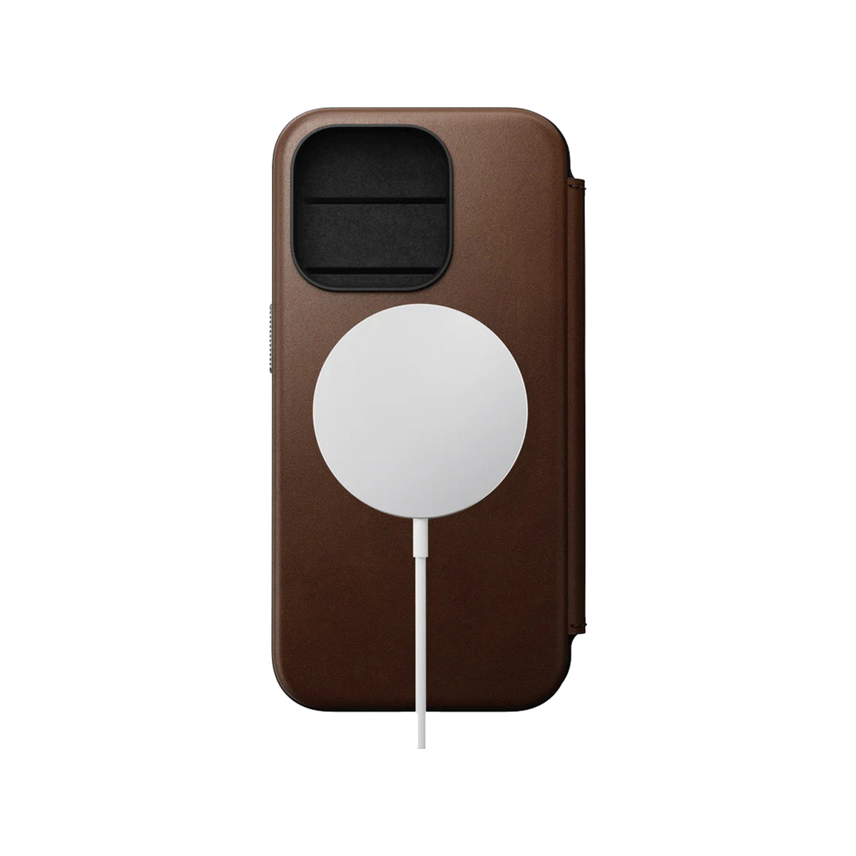 Premium Horween Leather Folio Case for iPhone 15 Pro - Genuine Brown Leather Wallet Cover with Card Slots | Perfect for Business Professionals & Daily Commuters