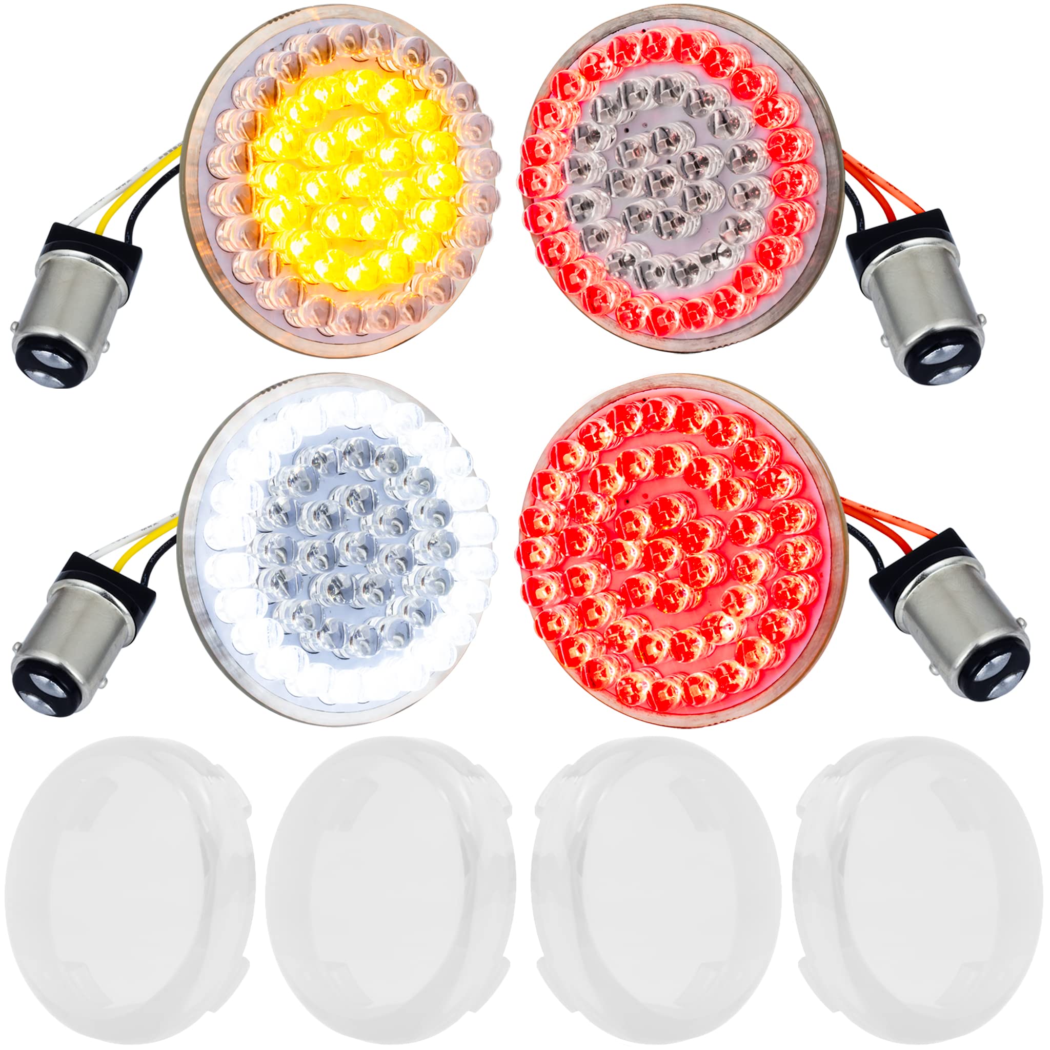 Harley Davidson LED Turn Signal Kit - 2 Inch Front & Rear 1157 Base Motorcycle Lights with Clear Lenses - Perfect for Custom Bike Upgrades & Night Riding Safety