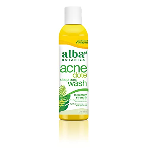 Alba Botanica Acnedote Maximum Strength Deep Pore Wash for Acne-Prone Skin - 6 Oz Facial Cleanser with Salicylic Acid | Perfect for Daily Face Wash & Deep Cleansing Routine