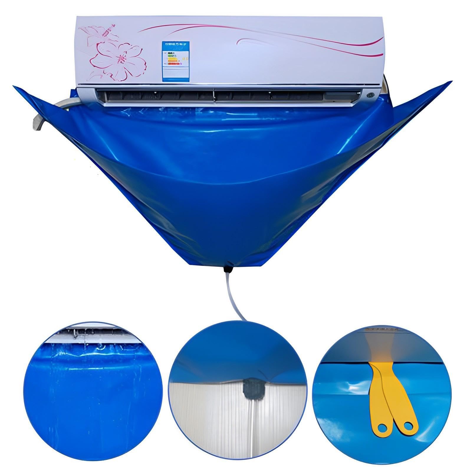 Air Conditioner Cleaning Kit - Wall Mounted AC Cleaner with 2 Waterproof Bags & Drain Outlet, Dust Removal & Washing Protector for Home Maintenance | Perfect for Window & Split AC Units, HVAC System Cleaning