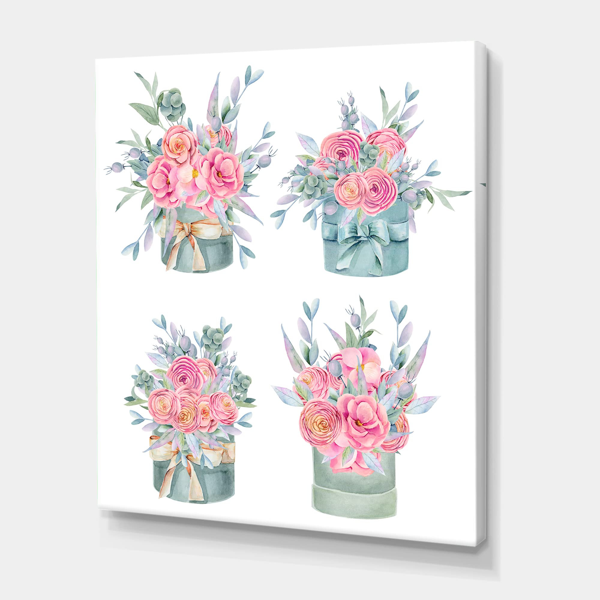 Pink Roses Farmhouse Canvas Wall Art - DesignQ Collection | Vintage Floral Home Decor for Living Room, Bedroom & Kitchen