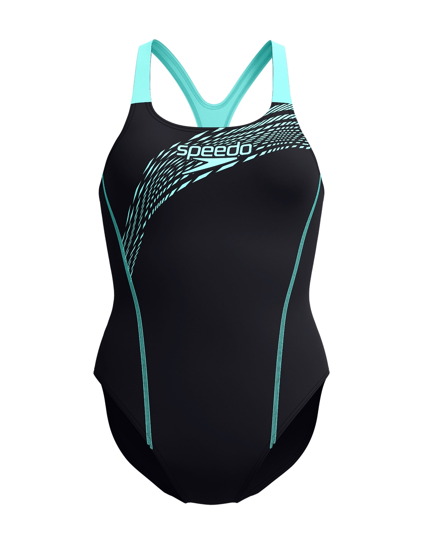 Medley Logo Medalist Swimsuit - Black/Aquamarine Blue - Perfect for Competitive Swimming & Beach Vacations