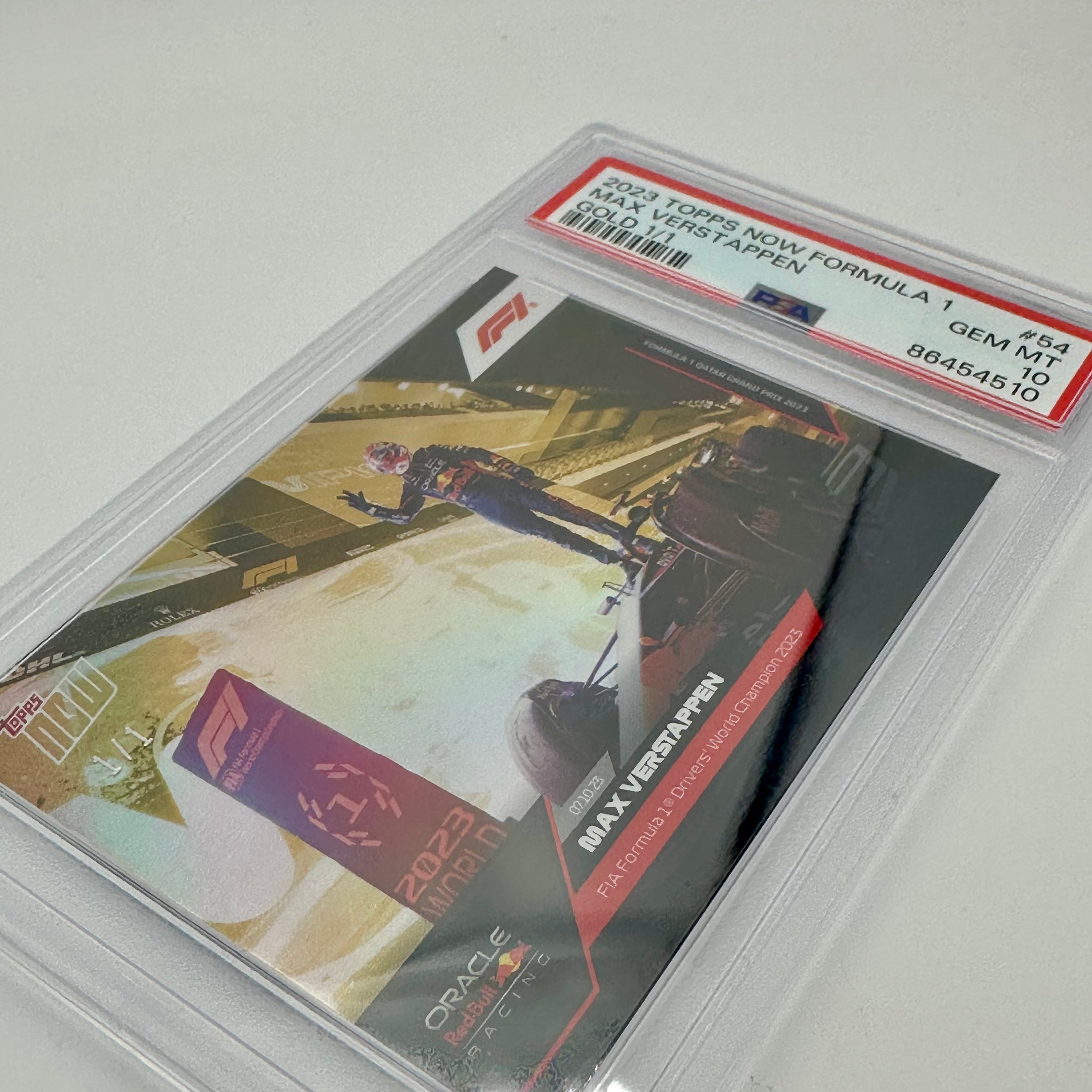 2023 Topps Now Max Verstappen #54 PSA 10 Gold Card - 2023 FIA Formula 1 World Champion - Perfect for Sports Collectors & F1 Racing Fans