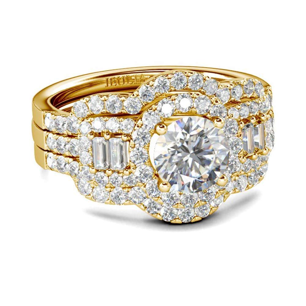 Jeulia 2 Carat Sterling Silver Halo Engagement Ring for Women - Round Cut Cubic Zirconia Bridal Set, Wedding & Anniversary Band - Perfect for Proposals, Weddings, Anniversaries & Special Occasions