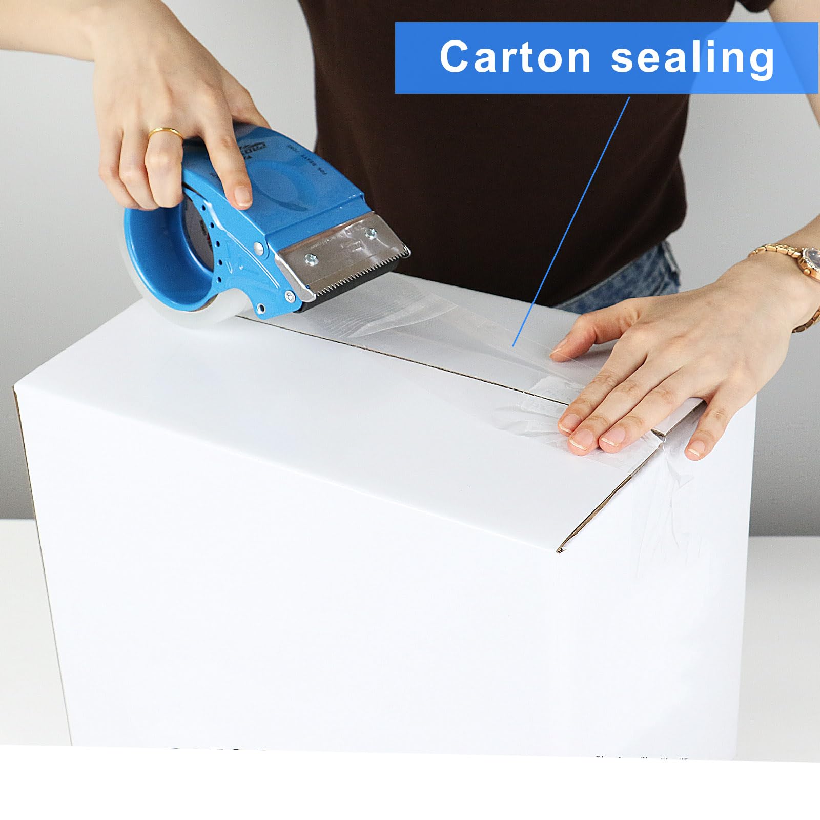 3 Inch Clear Heavy Duty Packing Tape with Dispenser - 2.4 Mil x 55 Yards Industrial Strength Shipping Tape for Moving, Mailing & Storage | Perfect for Box Sealing, Warehouse Packaging & E-commerce Shipping