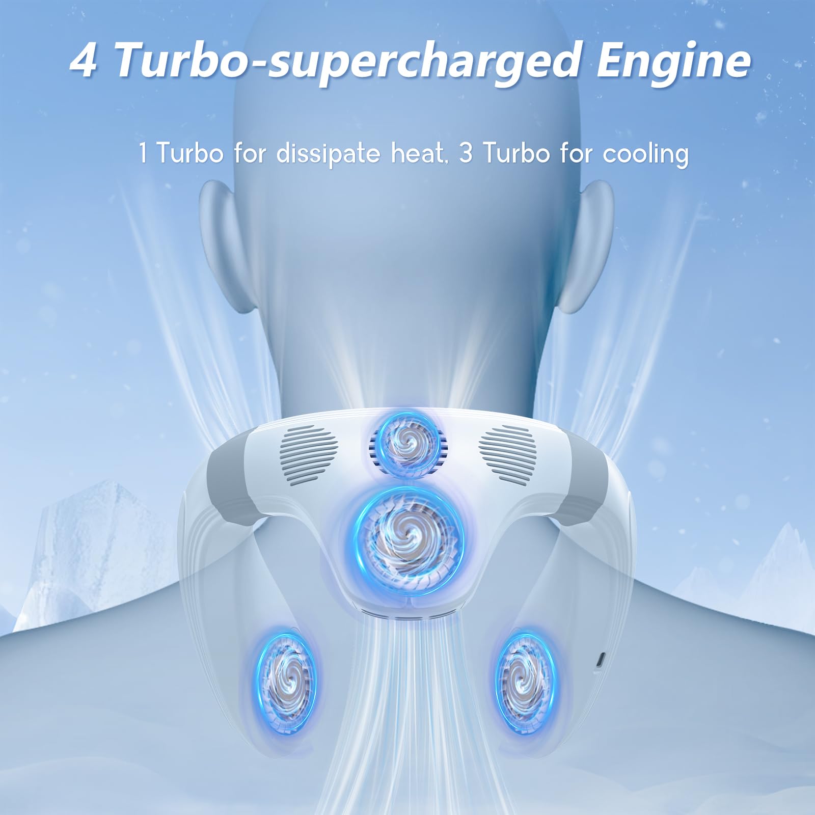 Portable Neck Fan with 5200mAh Rechargeable Battery - 3+3 Speed Personal Cooling Fan for Women & Men - Wearable Air Conditioner for Office, Gym, Outdoor Activities & Travel