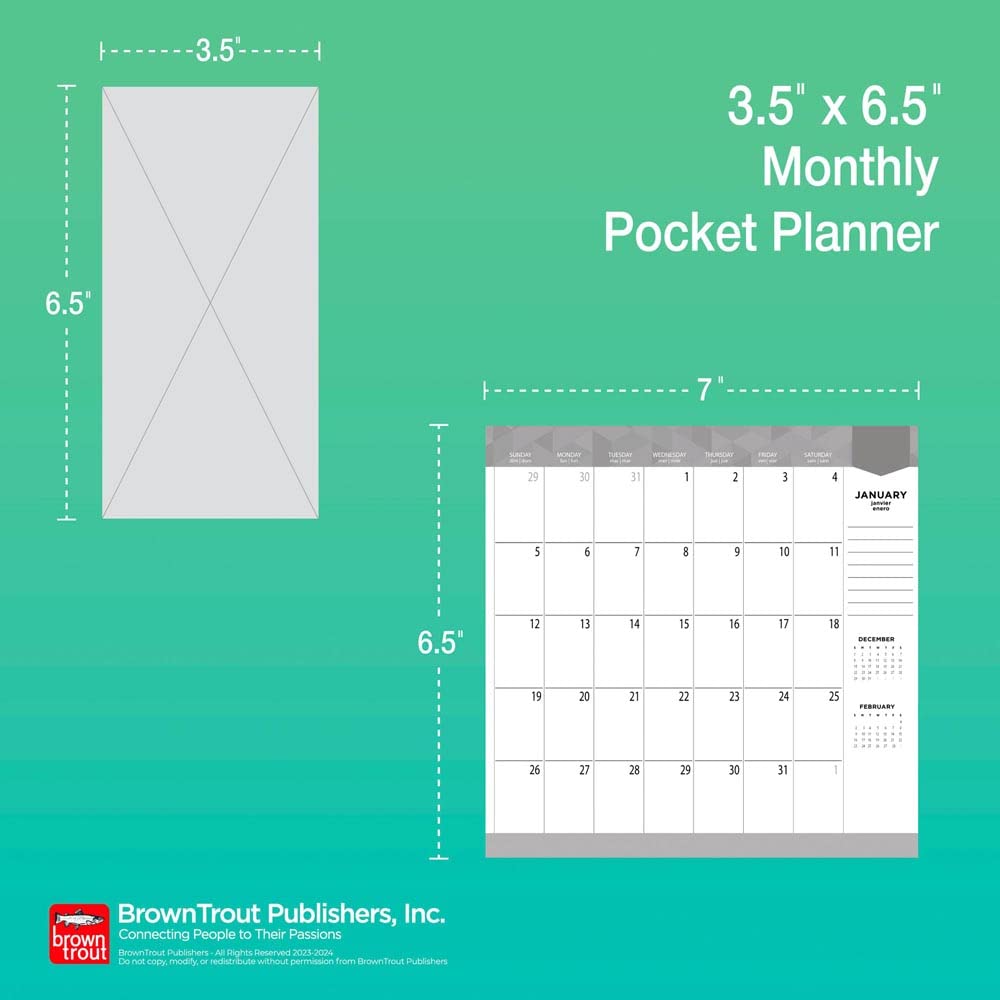 2024-2025 National Parks Monthly Pocket Planner - 3.5x6.5 Inch Two-Year Calendar with Foil Stamped Cover | Scenic Yosemite & Yellowstone Nature Designs by BrownTrout | Perfect for Travel Planning, Hiking Trips & Outdoor Adventures