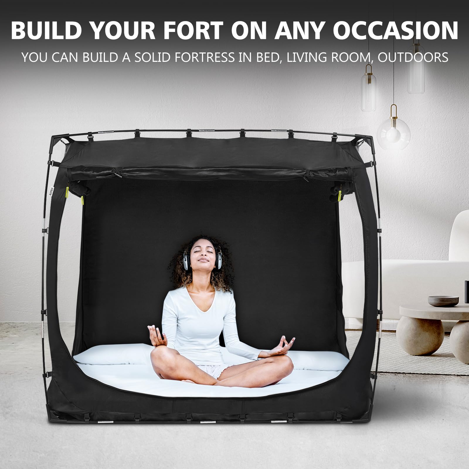 King Size Bed Tent Canopy for Adults & Kids - Portable Blackout Sleeping Tent with 3 Doors, Breathable Design for Indoor Use | Perfect for Camping, Privacy, Kids Playroom & Cozy Bedroom Retreat
