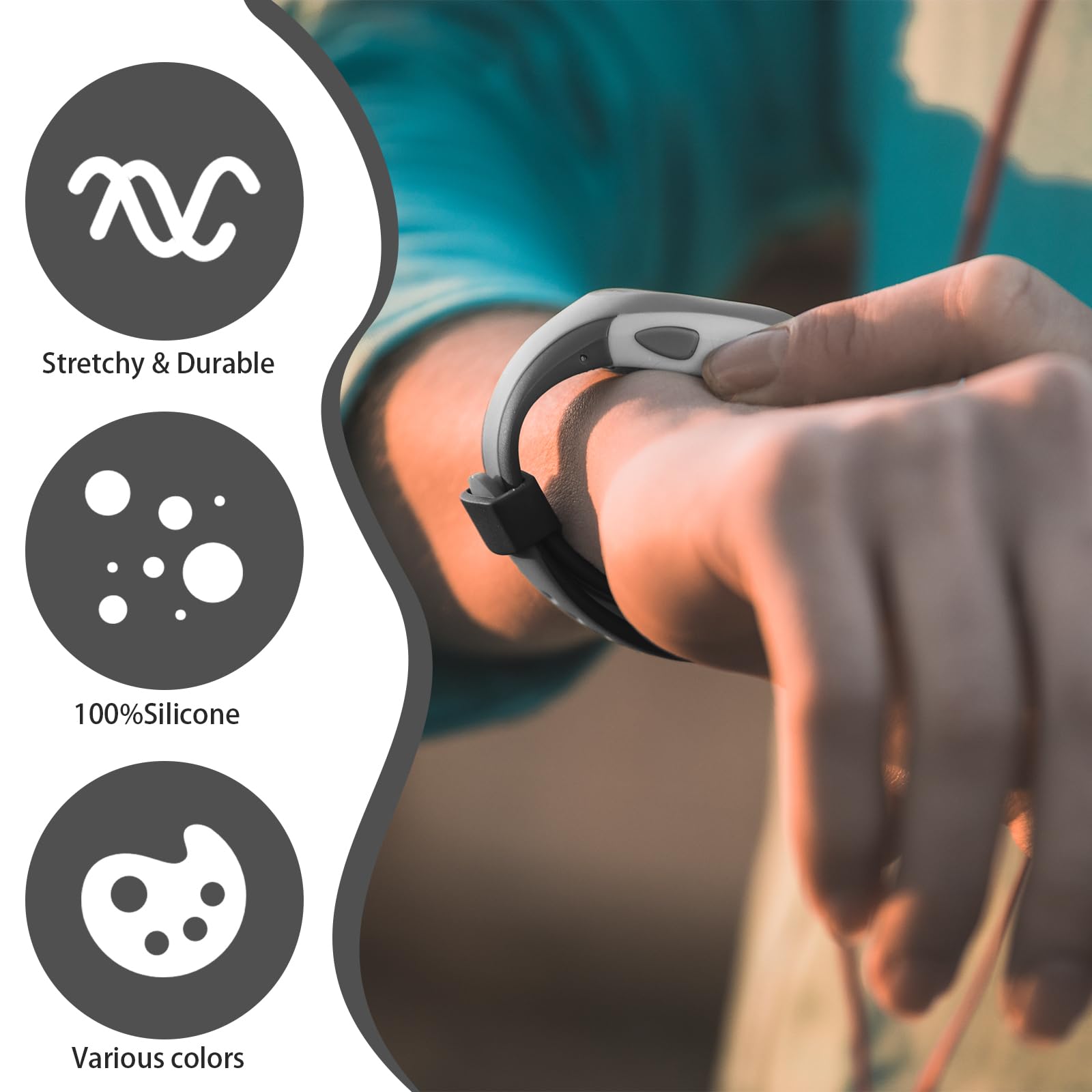 8 Pack 20mm Silicone Watch Band Keepers - Secure Holder Loops for Smart & Sport Watches - Multi-Color Replacement Strap Fasteners - Perfect for Running, Swimming & Active Lifestyles