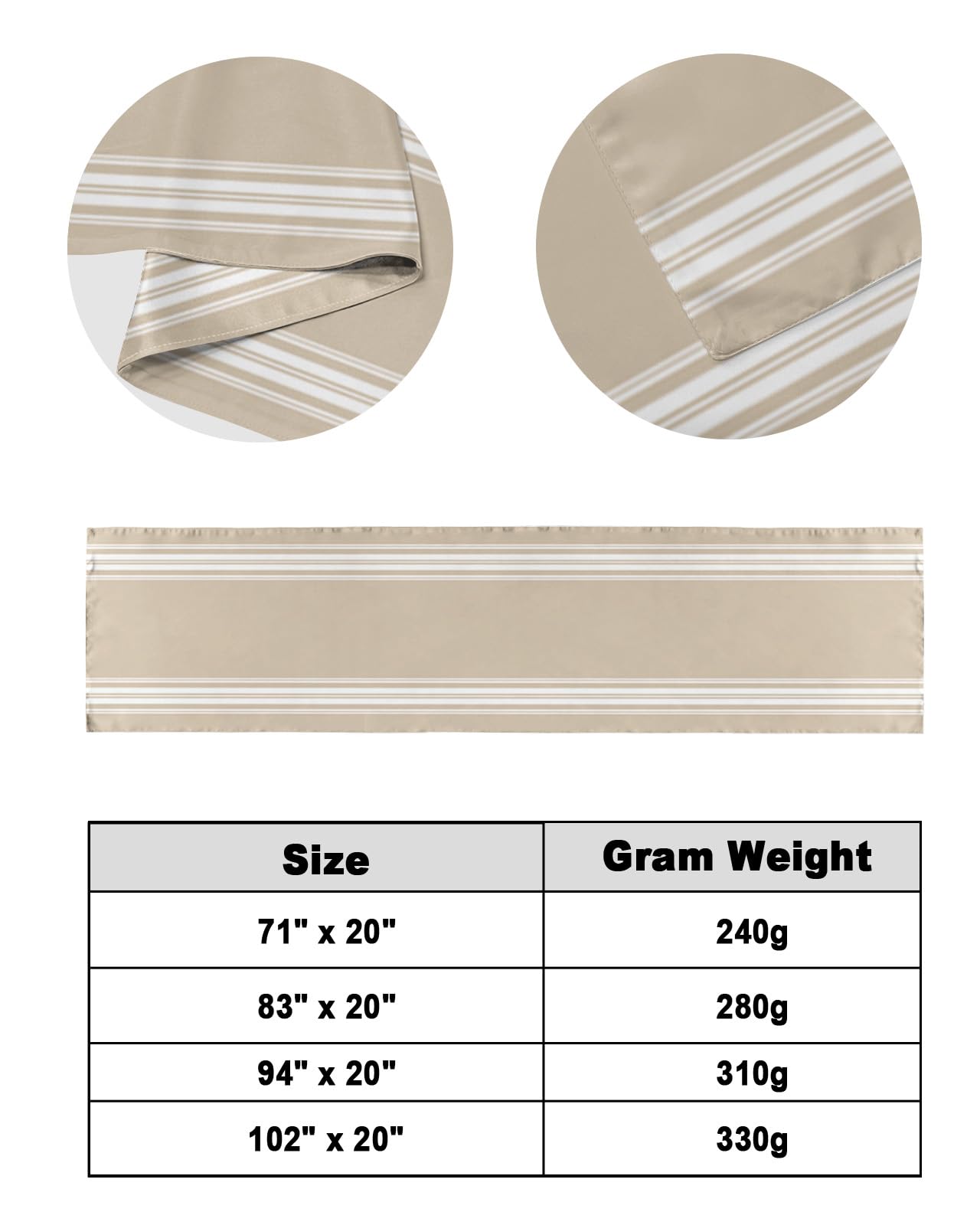 Luxury Beige Striped Bed Runner for King Size Bed – 94 x 20 Inch Farmhouse Style Bed Scarf Throw with White Stripes, Modern Abstract Art Design for Hotel & Home Decor – Perfect for Foot of Bed Protection and Elegant Bedroom Styling