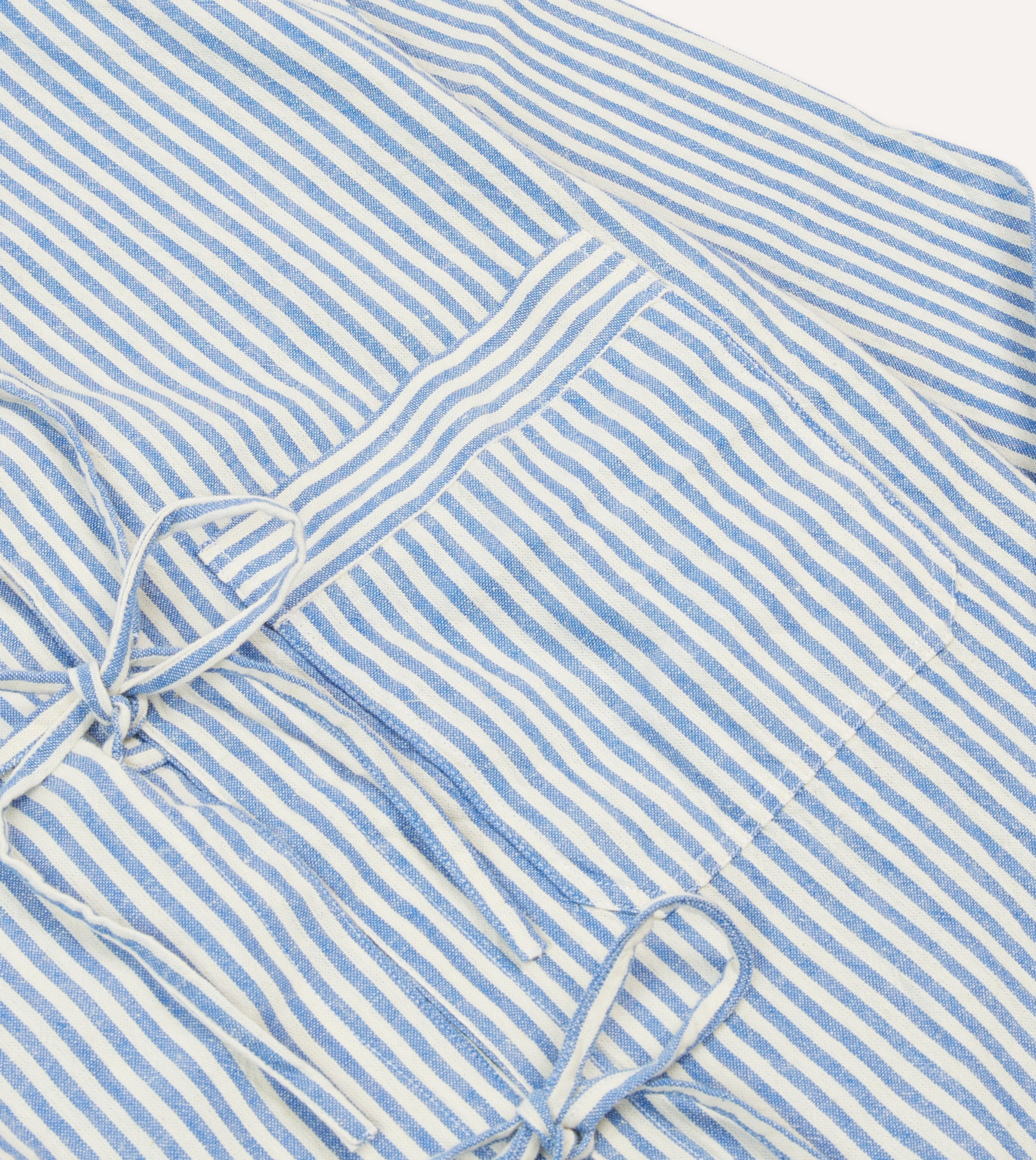 Blue and Ecru Striped Tie-Front Lightweight Overshirt for Women | Casual Spring Layering & Summer Cover-Up