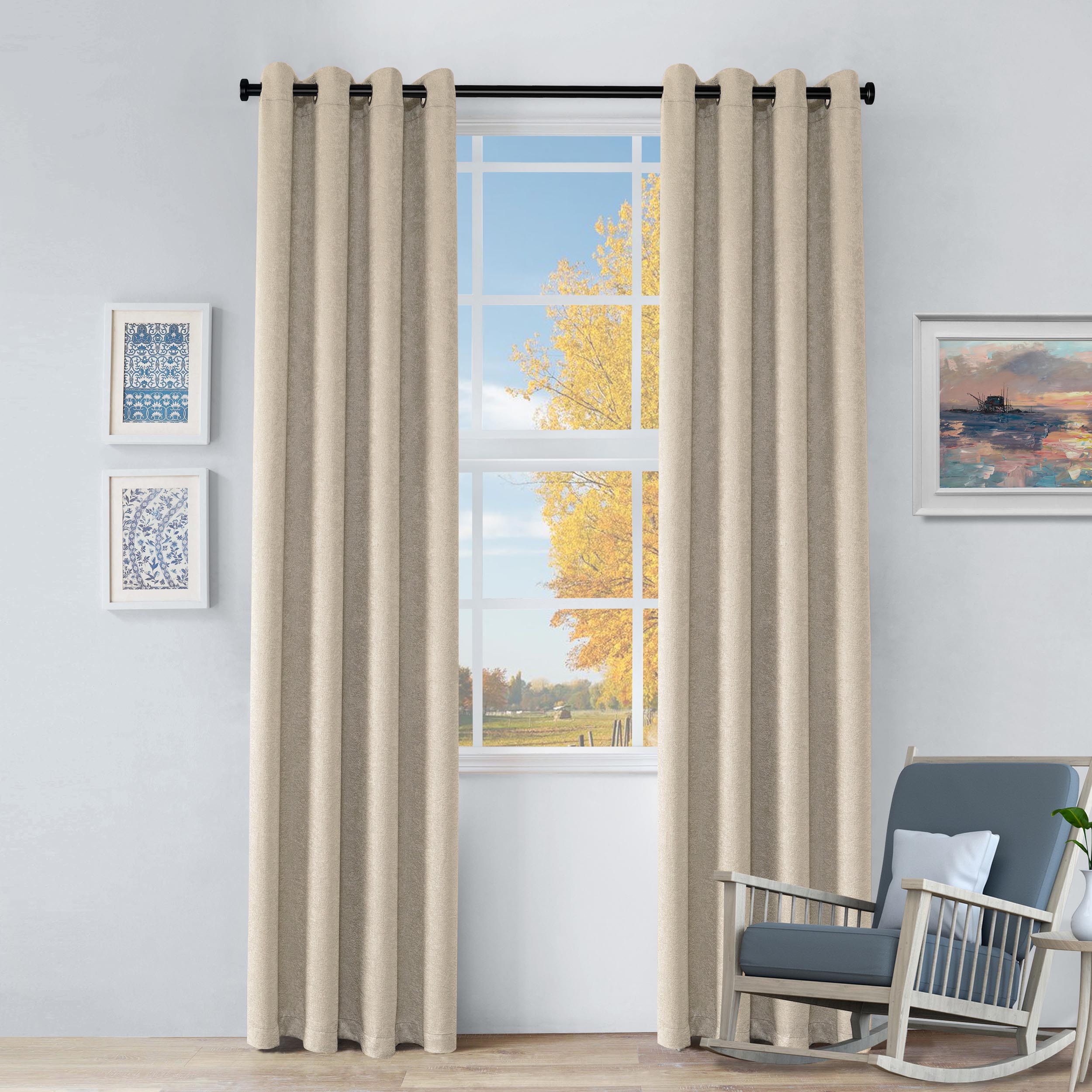 Blackout Curtains Set of 2 Panels - Senna Textured Window Drapes for Bedroom & Living Room, Noise Reducing & Thermal Insulated Room Darkening Curtains for Better Sleep