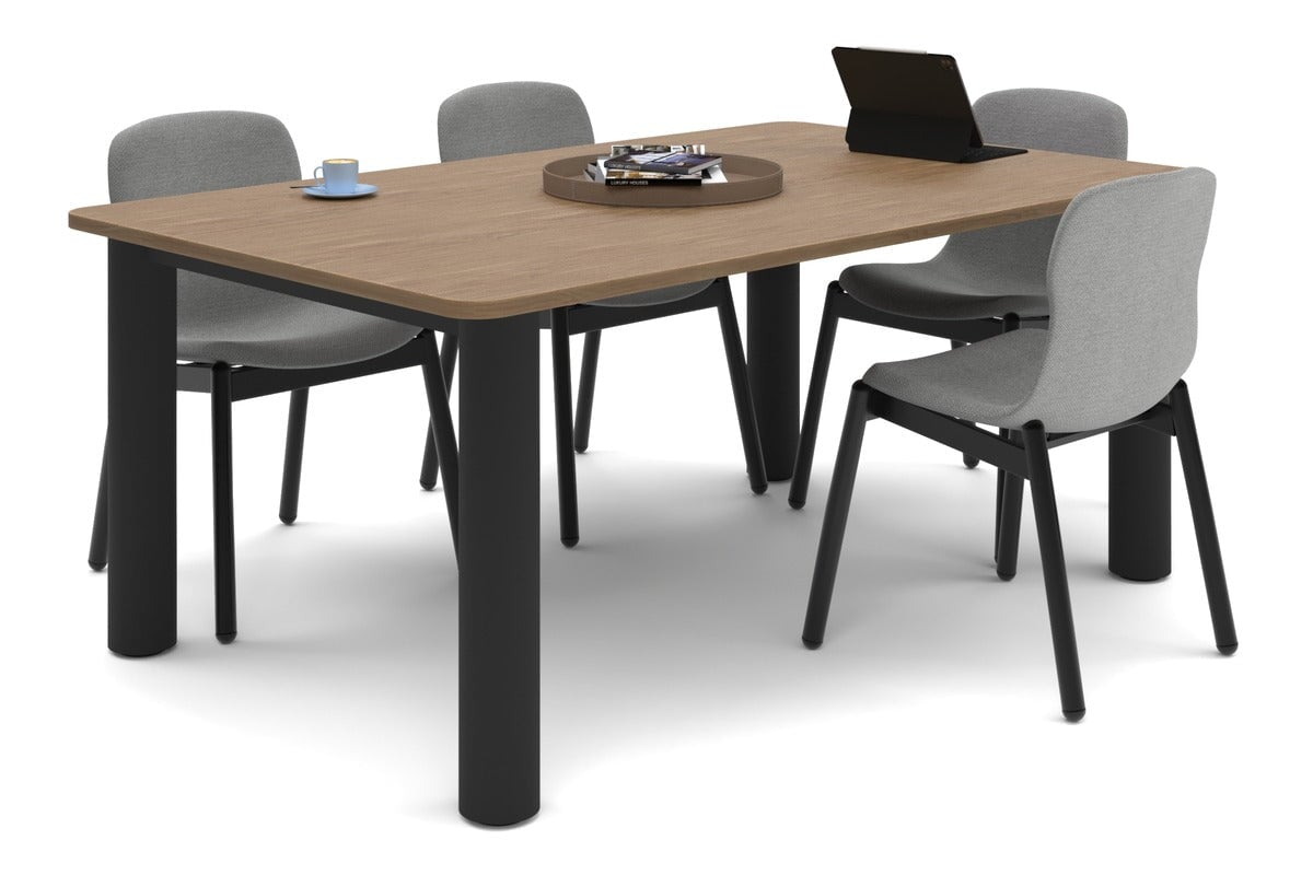 Modern Quadro Cylinder Leg Boardroom Rectangle Table with Rounded Corners - 1800L x 1100W - Perfect for Conference Rooms, Office Meetings & Executive Workspaces