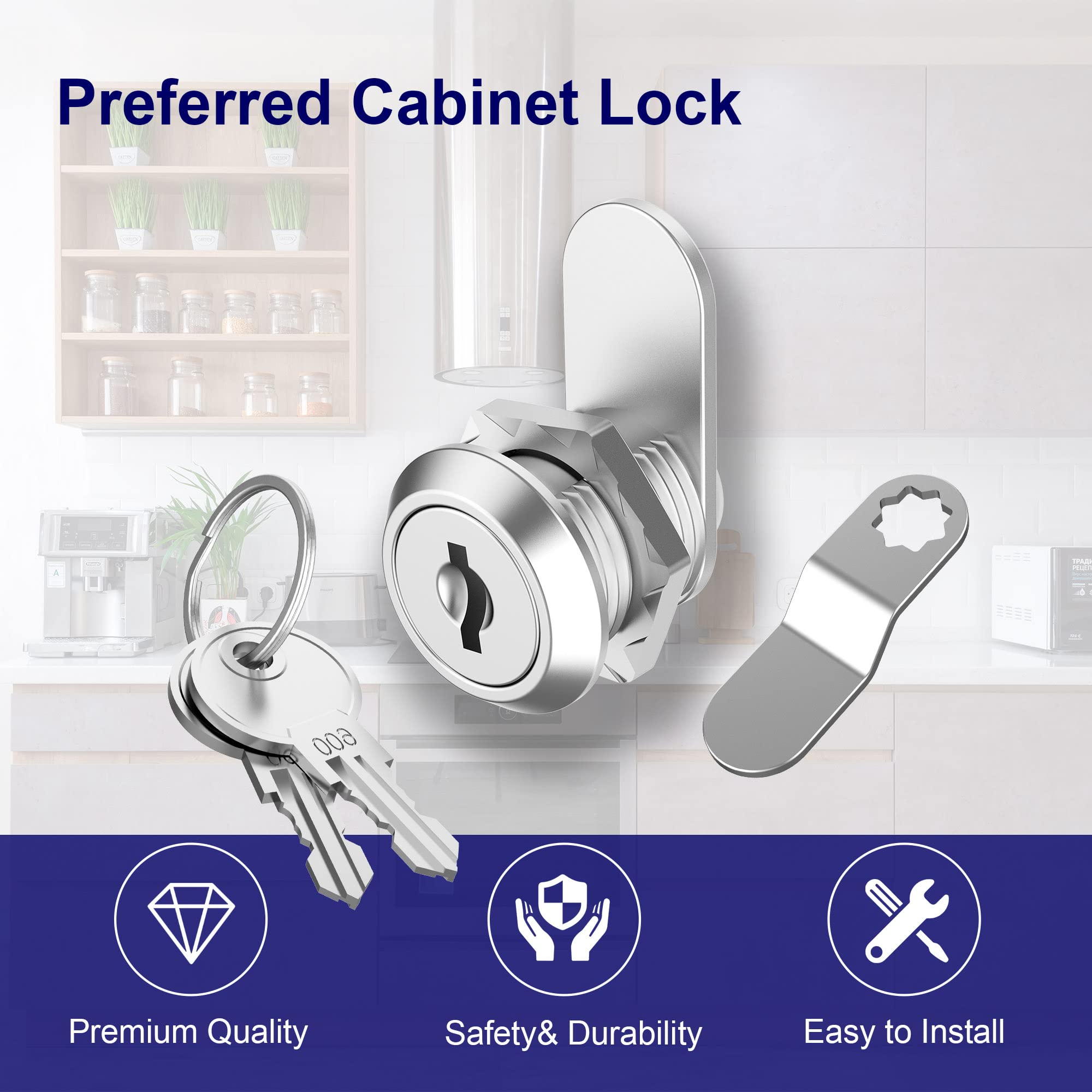 Jayseon 3 Pack Mailbox Lock Cabinet Locks with Key - 5/8