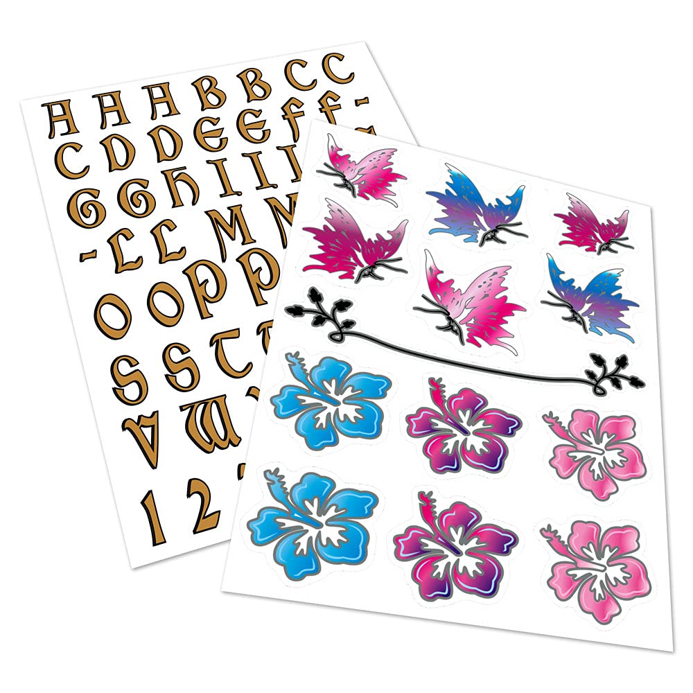 Quattroerre 1229 DIY Letter Stickers Kit - Floral Alphabet Decals for Scrapbooking, Journaling, Card Making & Home Decor - Self-Adhesive Vinyl Stickers for Crafts, Planners, and DIY Projects