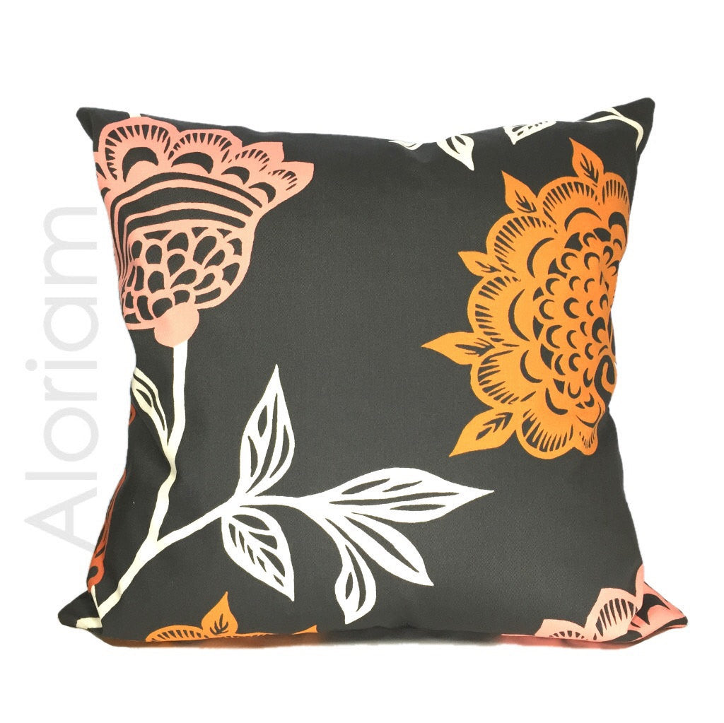 Thomas Paul Seedlings Garden Court Floral Pillow Cover - 18x18 Inch Decorative Throw Pillow Case for Living Room, Bedroom, Sofa & Outdoor Furniture - Machine Washable Cotton Linen Blend Home Decor