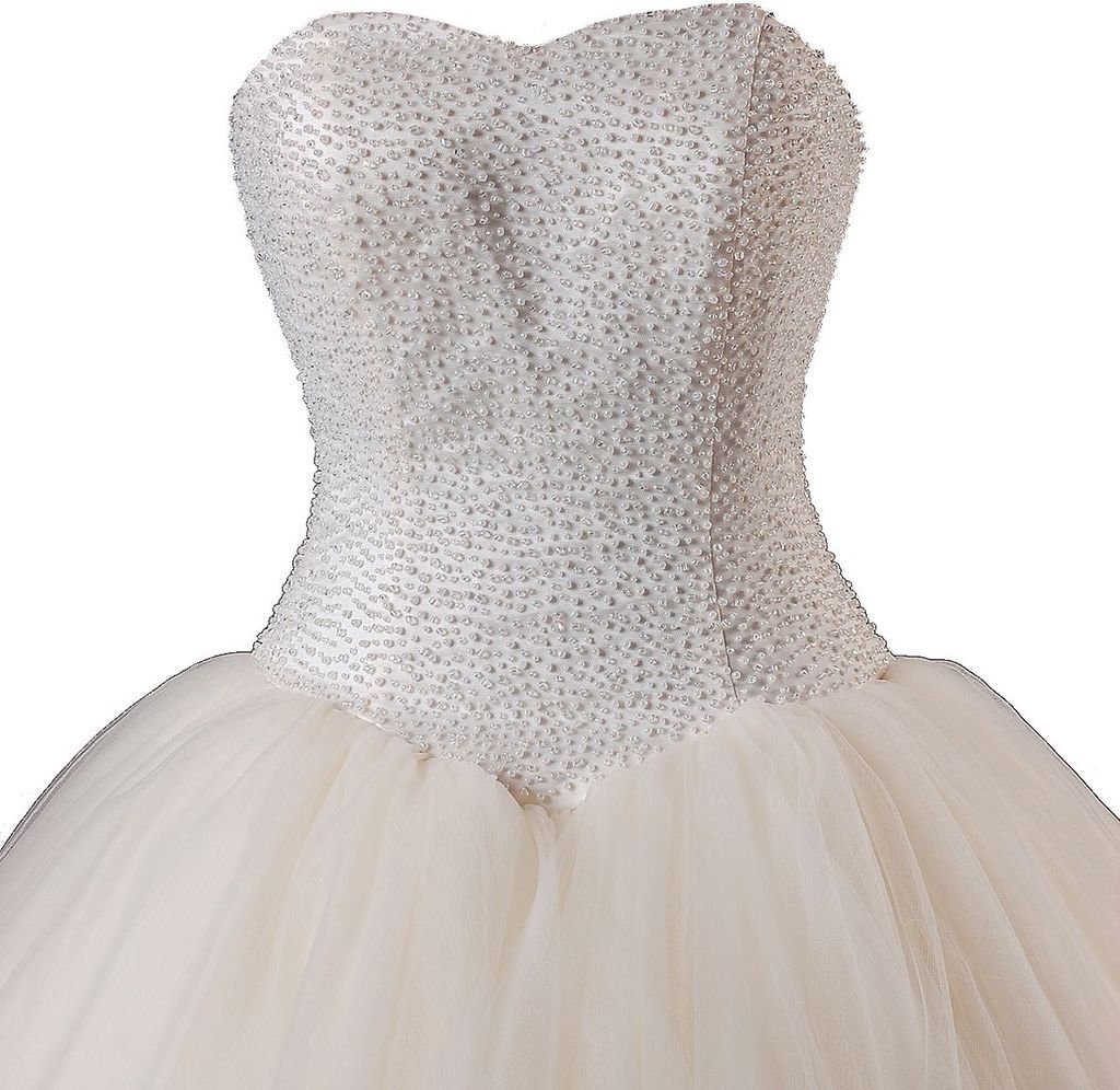 Elegant Ball Gown Sweetheart Neckline Beaded Tulle Wedding Dress for Brides - Perfect for Church Ceremonies, Formal Receptions & Princess-Style Weddings