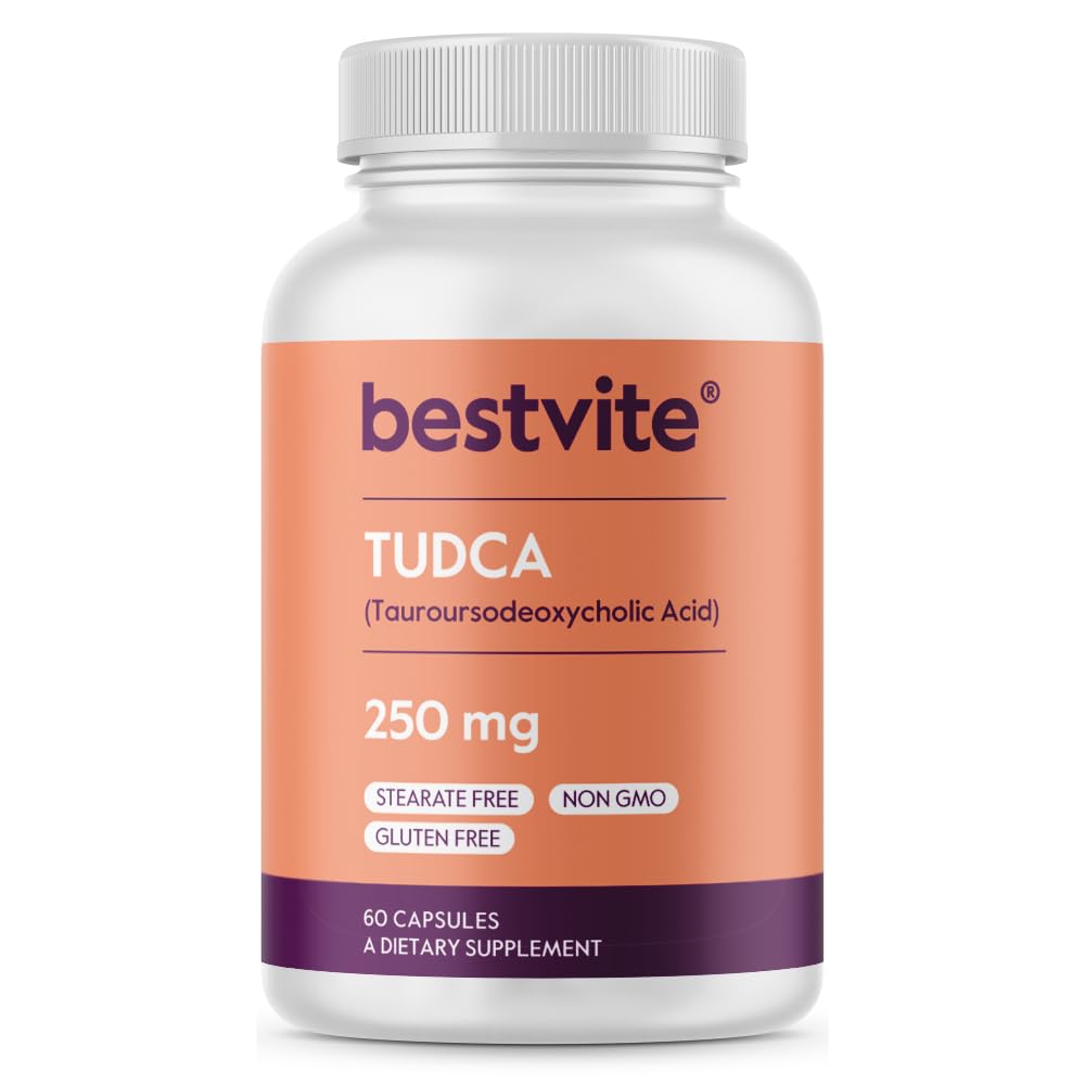 BESTVITE TUDCA 250mg (60 Capsules) - Tauroursodeoxycholic Acid Supplement - No Stearates, Gluten Free, Non-GMO - Supports Liver Health & Digestion - Perfect for Detox & Wellness Routine