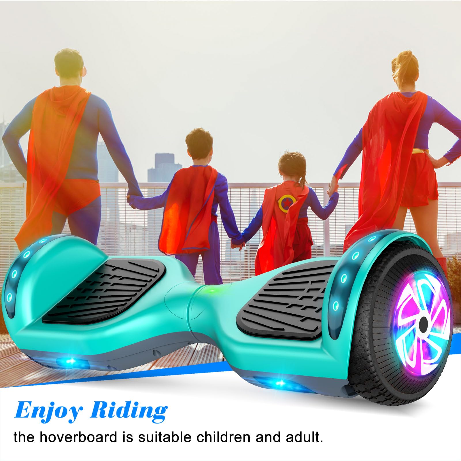 6.5 Inch Self Balancing Hoverboard with Bluetooth & LED Lights - Electric Scooter for Kids & Teens - Perfect for Commuting, Campus Rides & Outdoor Fun