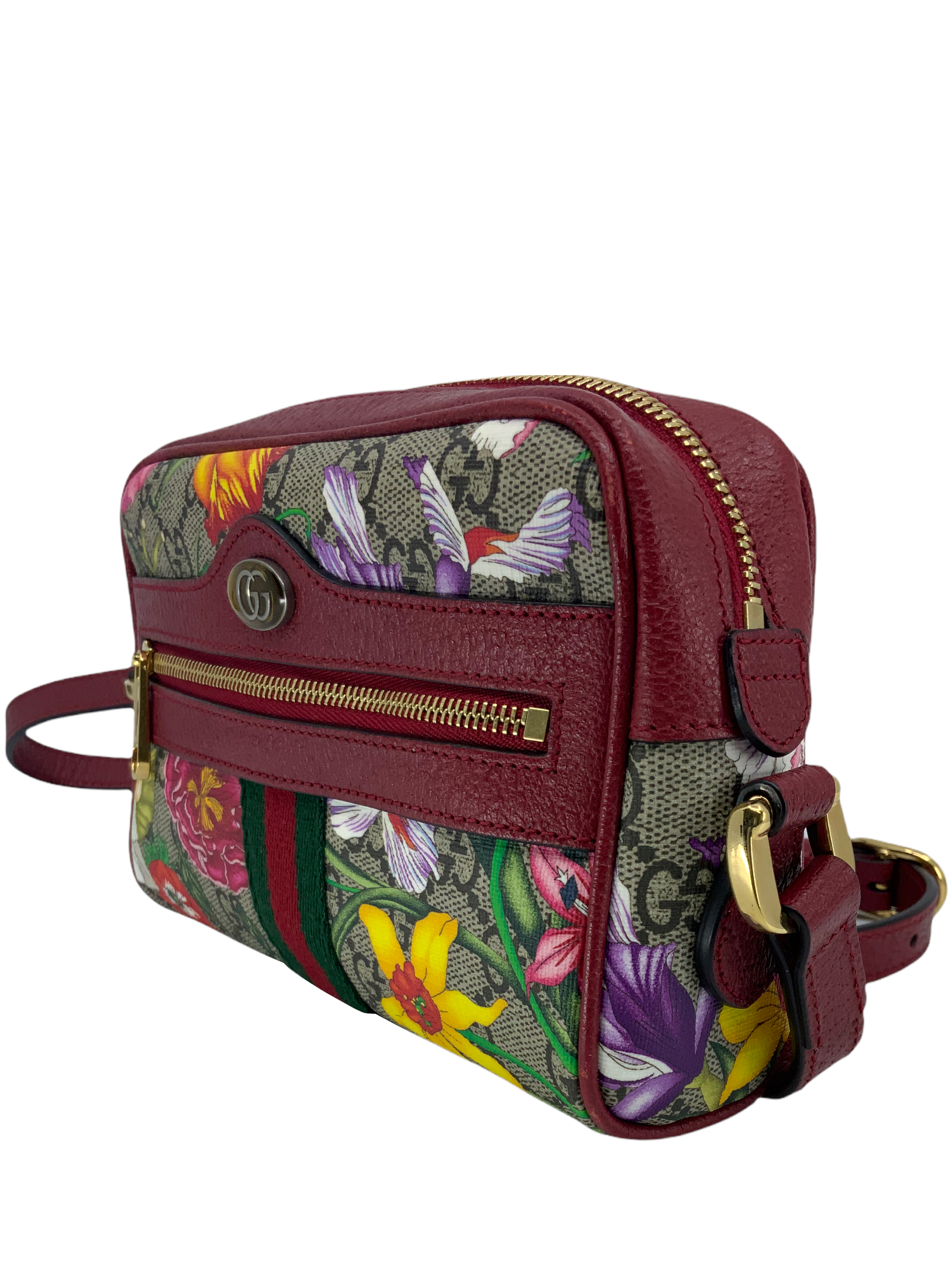 GUCCI GG Supreme Flora Web Mini Ophidia Shoulder Bag for Women - Luxury Crossbody Purse with Floral Pattern, Perfect for Parties, Travel & Everyday Use