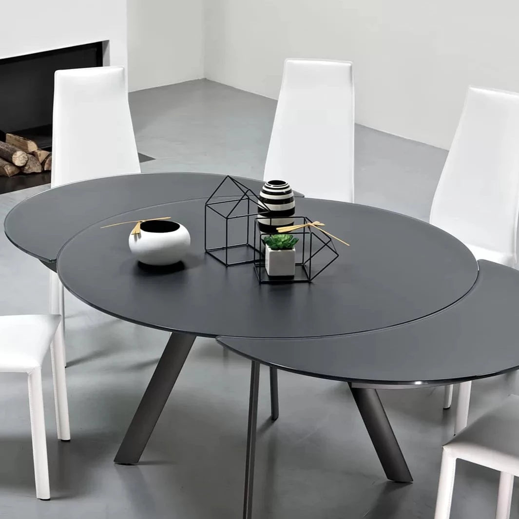 Extendable Round Dining Table - 60 to 90 Inches Expandable for Large Gatherings - Perfect for Family Dinners, Parties & Entertaining Guests