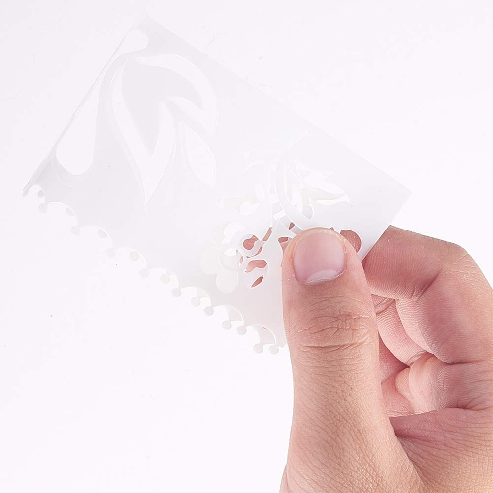 GORGECRAFT 16pcs Reusable Plastic Flower Stencils - 2x7 Inch Rose & Leaf Painting Templates for Canvas Art, DIY Crafts, Wall Decor - Perfect for Saint Patrick's Day, Spring Projects & Graphic Design (White)