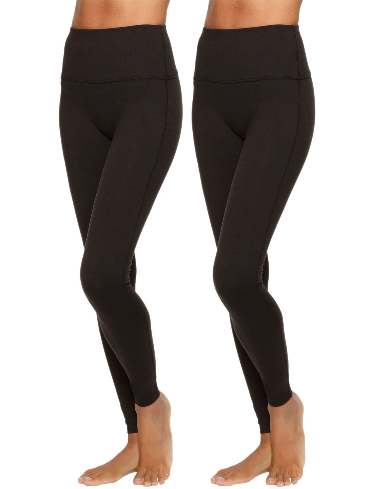 Felina Women's Velvety Soft High-Waisted Yoga Leggings - 2-Pack Black (Large) | 4-Way Stretch, Breathable & Comfortable for Workouts, Lounge & Everyday Wear