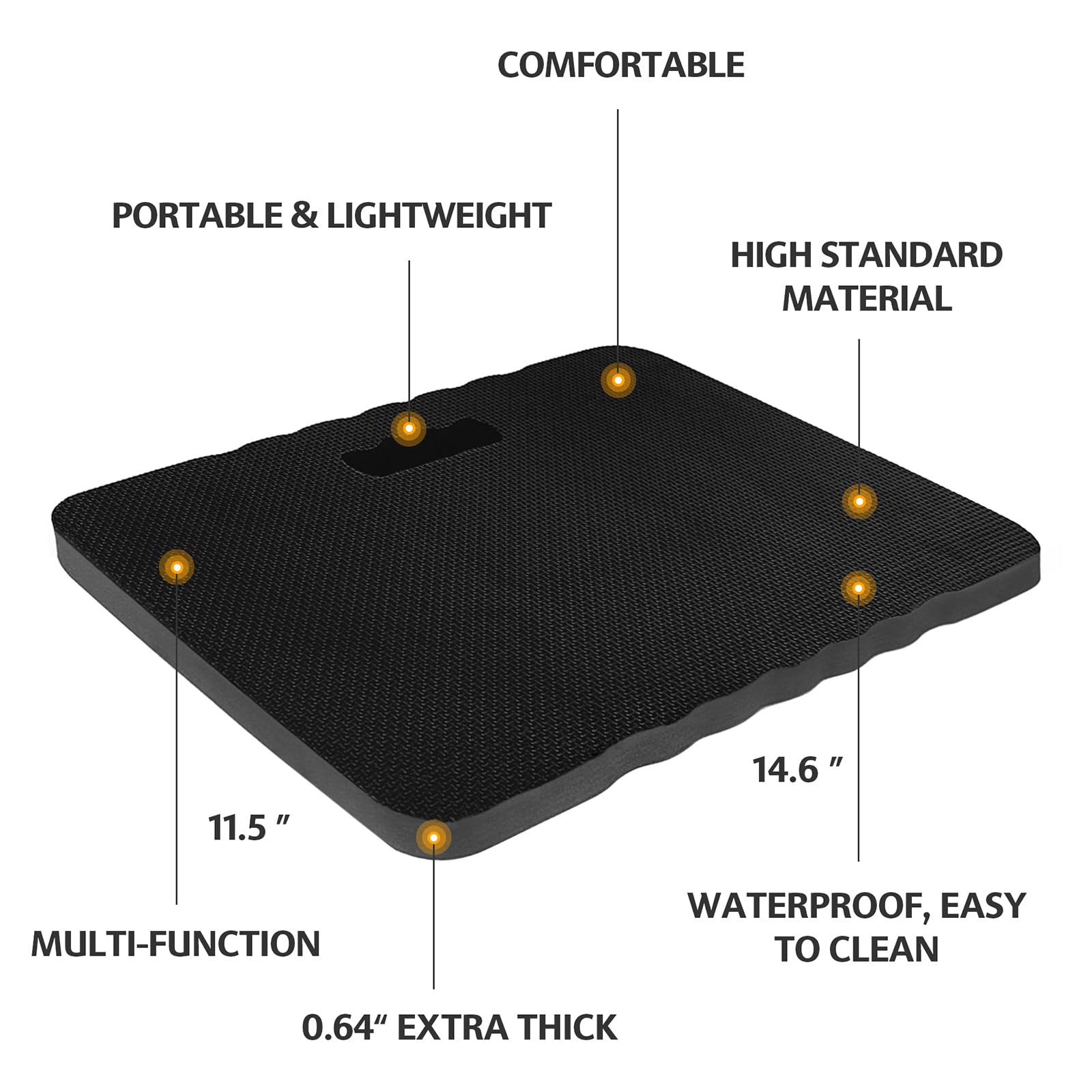 HOOPLE Soft Foam Kneeling Pad - Waterproof Garden Knee Cushion for Gardening, Yoga, Exercise & Bathing - Lightweight Knee Mat for Outdoor Work, Home Workouts & Relaxation - Perfect Gardening Gift for Women & Men (Black)