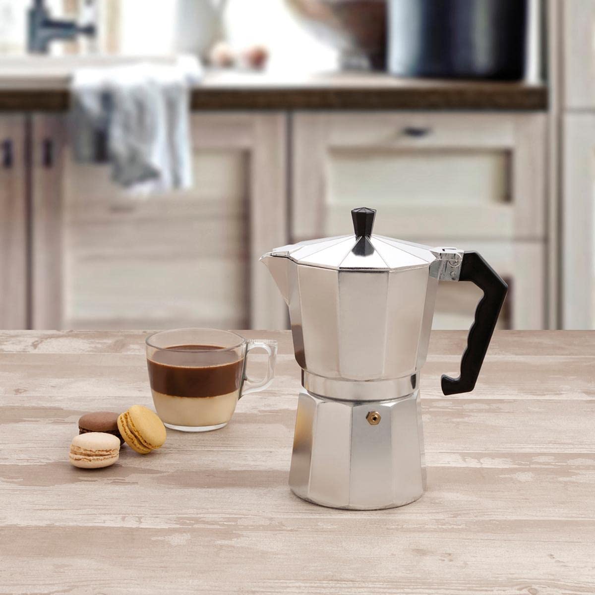 Quid Easy Coffee Espresso Maker - 9 Cup Aluminum Stovetop Moka Pot for Induction Cooktops | Perfect for Home, Office & Camping Brewing