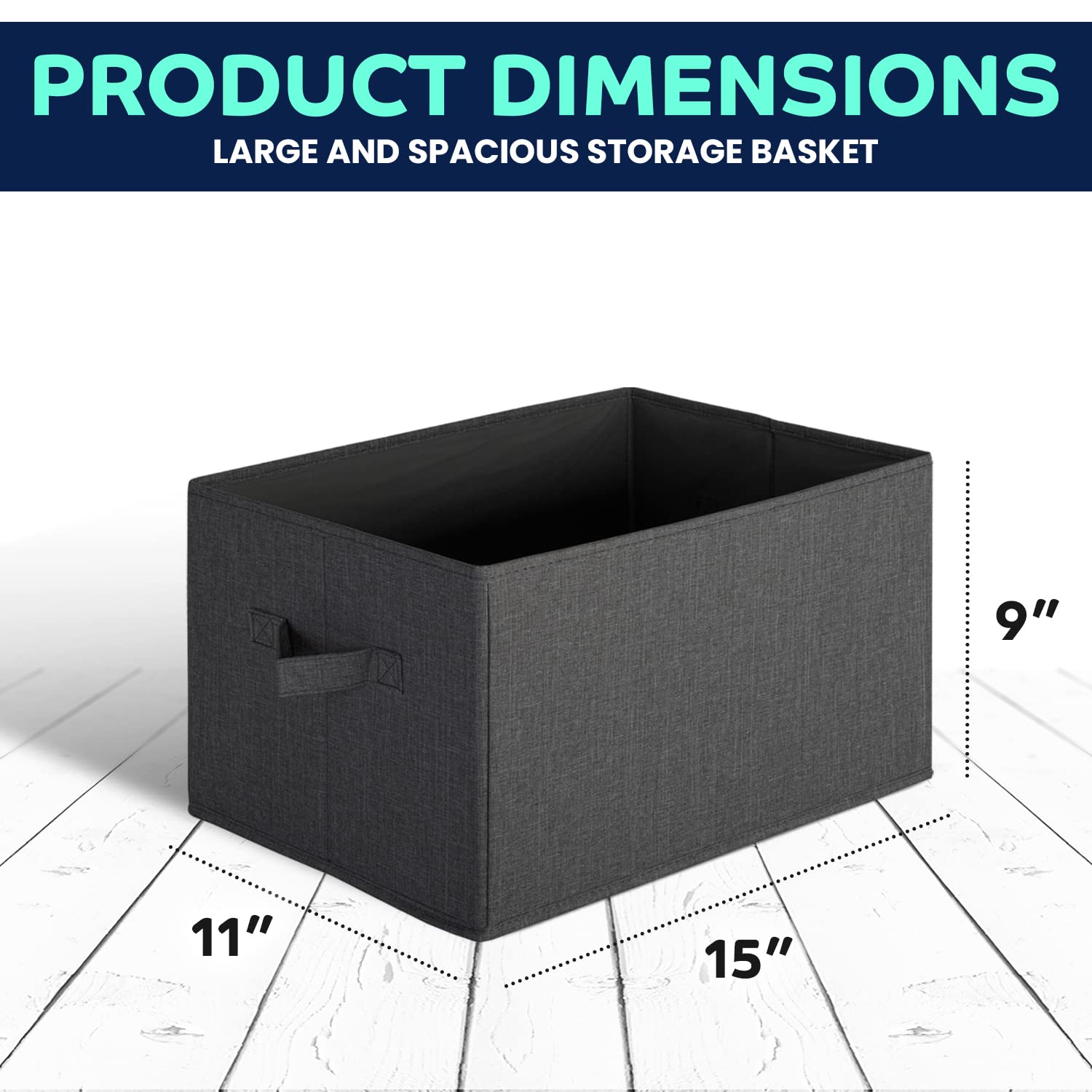 Pomatree 4-Pack Large Foldable Storage Baskets - Sturdy Fabric Organizer Bins for Home, Nursery, Closet & Shelf Organization - Black Storage Cubes | Perfect for Toys, Blankets & Home Decor Storage