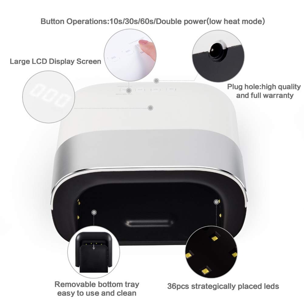 48W Smart Wireless UV LED Nail Dryer with Auto Sensor - 4 Timer Settings, LCD Display & Overheat Protection - Professional Salon & Home Gel Manicure Kit for DIY Nail Art & Spa Treatments