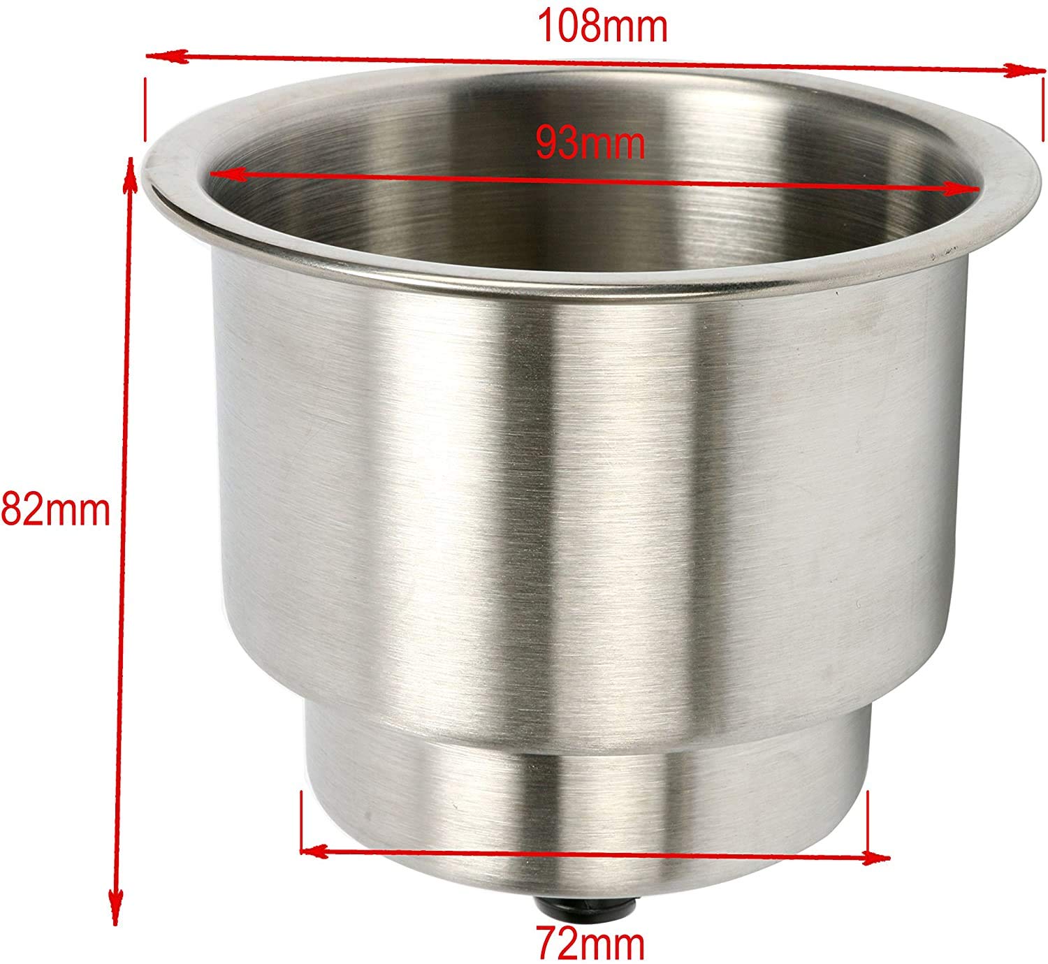 ISURE MARINE 4-Pack Stainless Steel Self-Draining Cup Holder for Boats, RVs, Campers - Recessed Drink Holder with Drain Hole for Marine Use | Perfect for Fishing, Sailing, and Outdoor Adventures