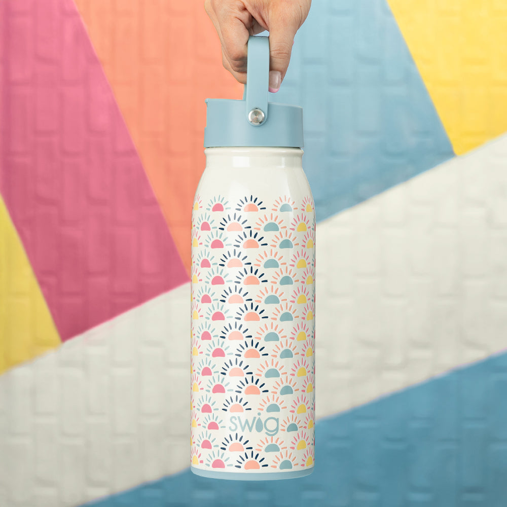 Sun Chaser Flip + Sip Insulated Water Bottle 36oz - Leak Proof Stainless Steel Vacuum Flask for Hiking, Gym & Outdoor Activities