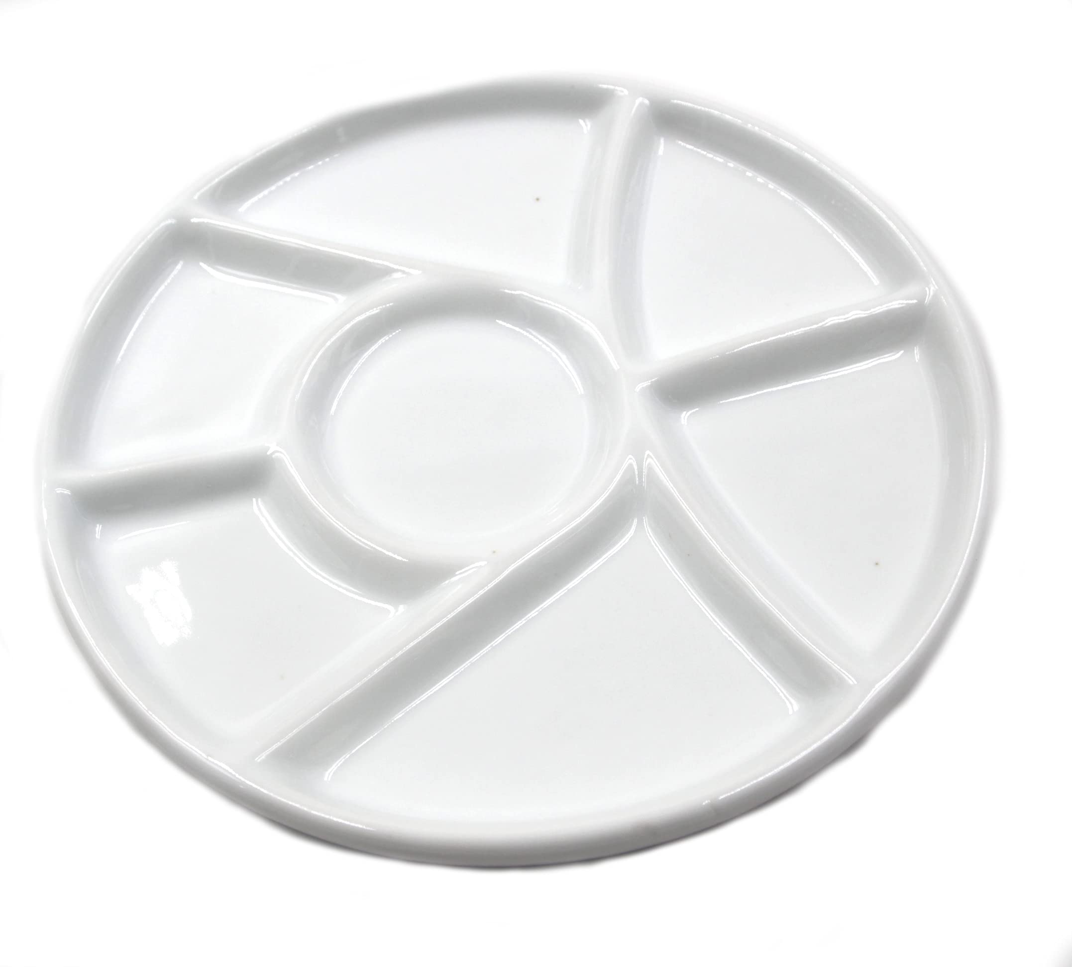 Dtacke 9-Inch Round Ceramic Gouache Paint Palette - Professional Watercolor & Acrylic Paint Mixing Tray for Artists, Nail Art - Porcelain Paint Palette for Studio, Classroom & Home Art Projects