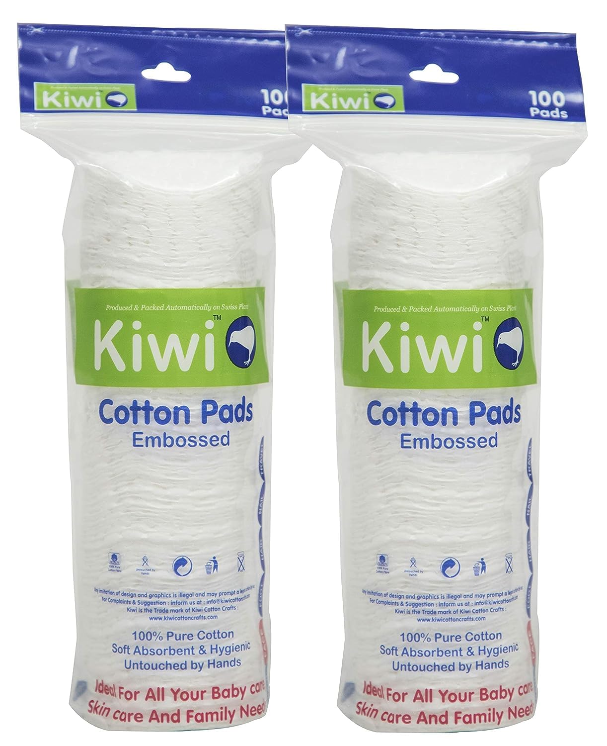 Premium 100% Cotton Facial Pads - 200 Count (2 Pack) | Soft & Gentle for Makeup Removal, Skincare & Nail Polish | Kiwi Parlour Reusable Ziplock Bag | Eco-Friendly Beauty Essentials for Daily Routine