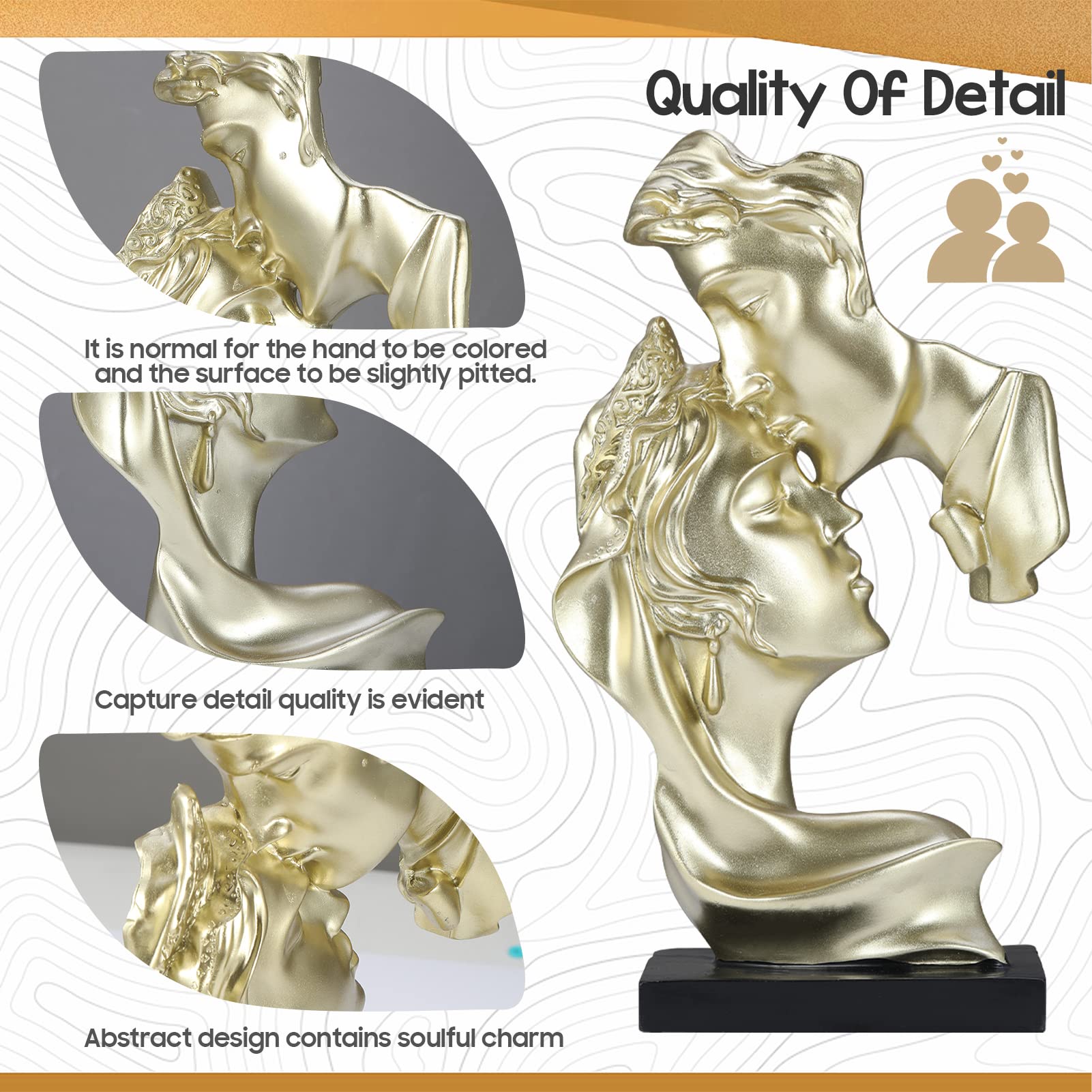 Passionate Love Kiss Couple Statue - Wedding Gift for Couples, Home & Office Decor
