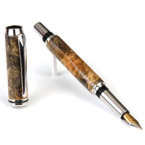 Premium Lanier Baron Fountain Pen with Rhodium Finish & Buckeye Burl Wood - Elegant Writing Instrument for Professionals, Collectors & Gift Giving - Perfect for Office, Calligraphy & Special Occasions