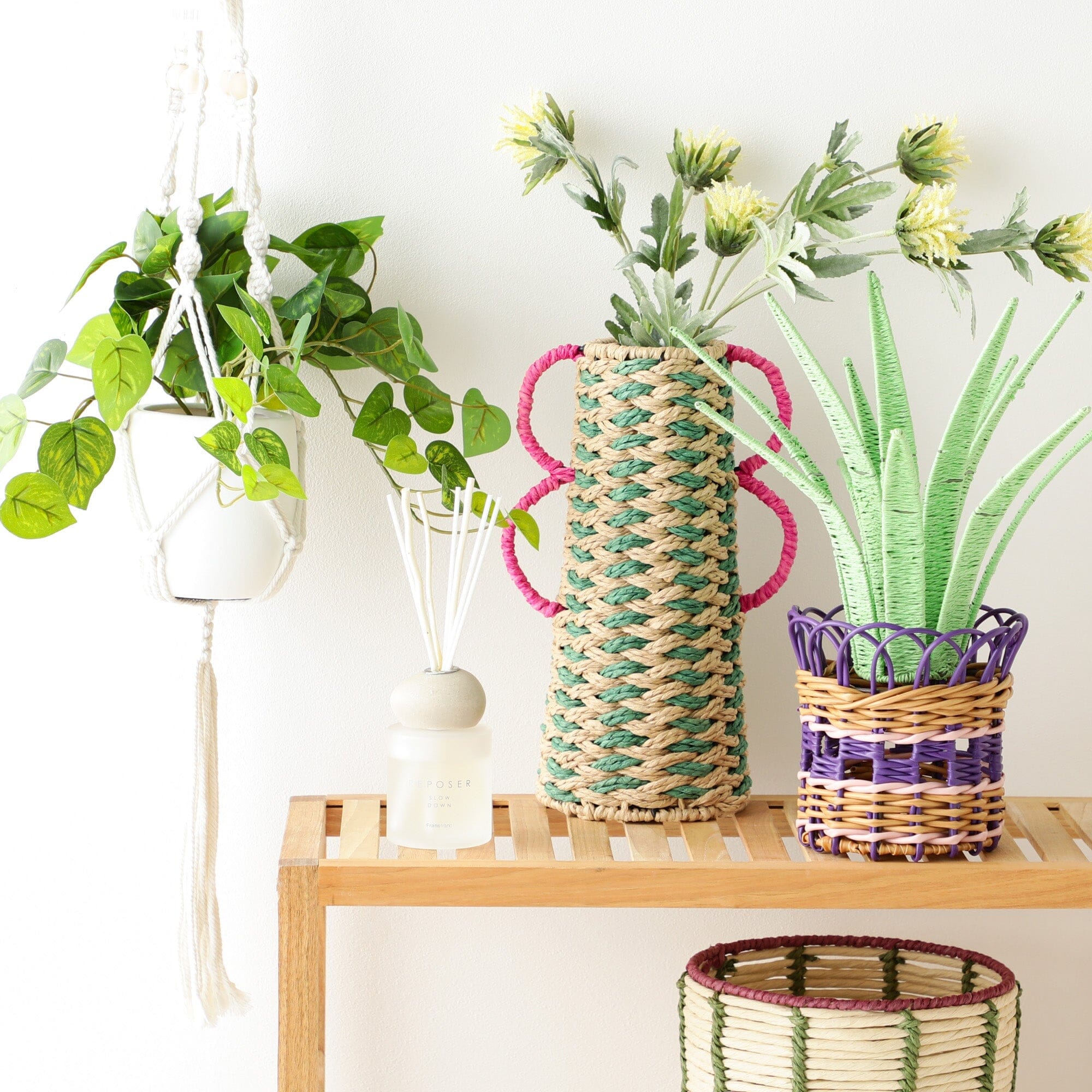 Artificial Hanging Green Pothos Plant - Home & Office Decor - Perfect for Living Room, Bedroom, Bathroom, and Indoor Spaces