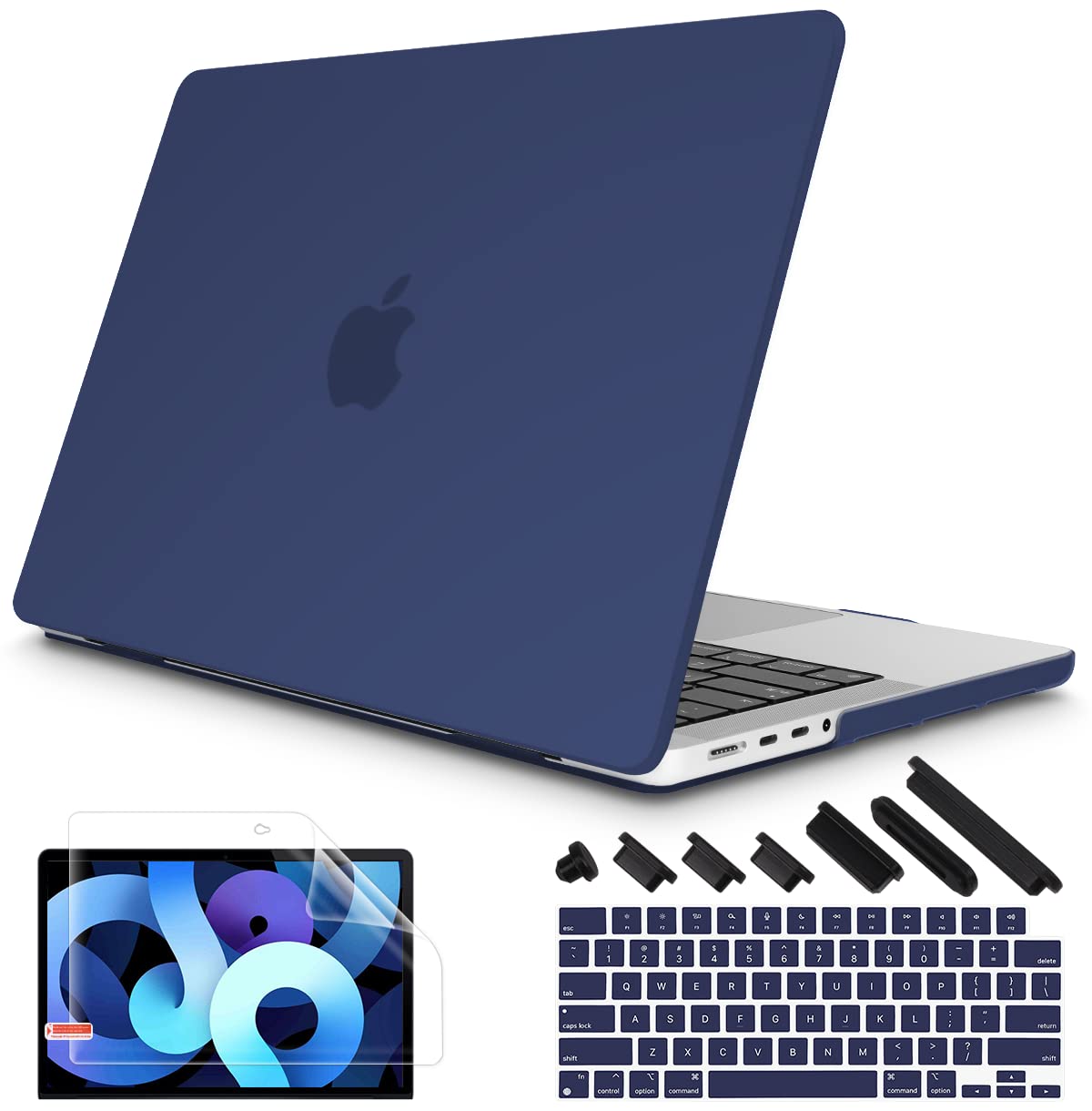 Premium Hard Shell Case for MacBook Pro 14 inch (2021-2023 Models A2442 A2779 M1/M2 Pro/Max) with Keyboard Cover & Screen Protector | Navy Blue Protective Cover for Touch ID MacBook | Perfect for Office, Travel & School Use
