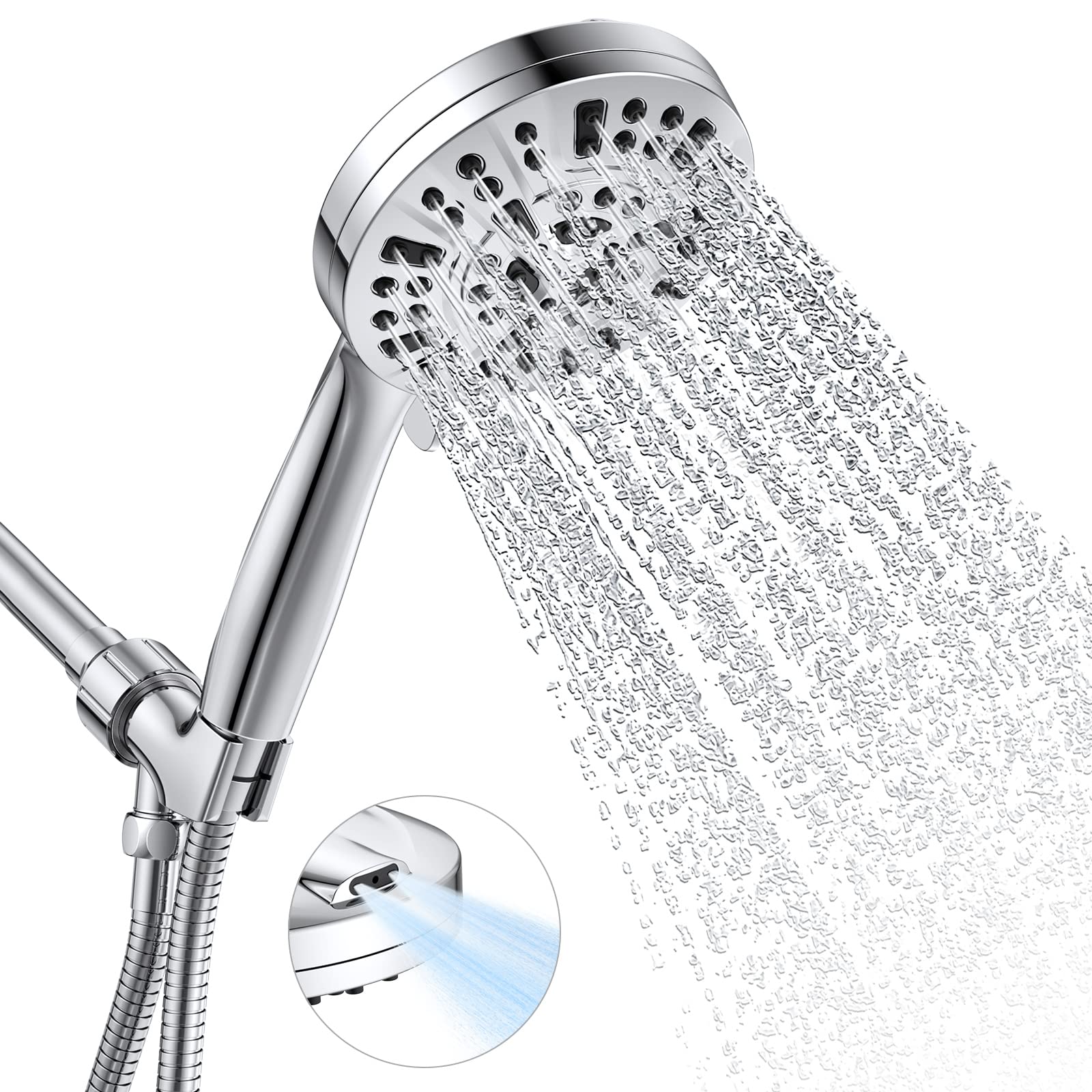 LMAIVE High Pressure Shower Head with Handheld - 10 Spray Modes, 69 Inch Stainless Steel Hose, Detachable Shower Head for Bathroom | Perfect for Water Saving, Spa-Like Experience & Easy Cleaning