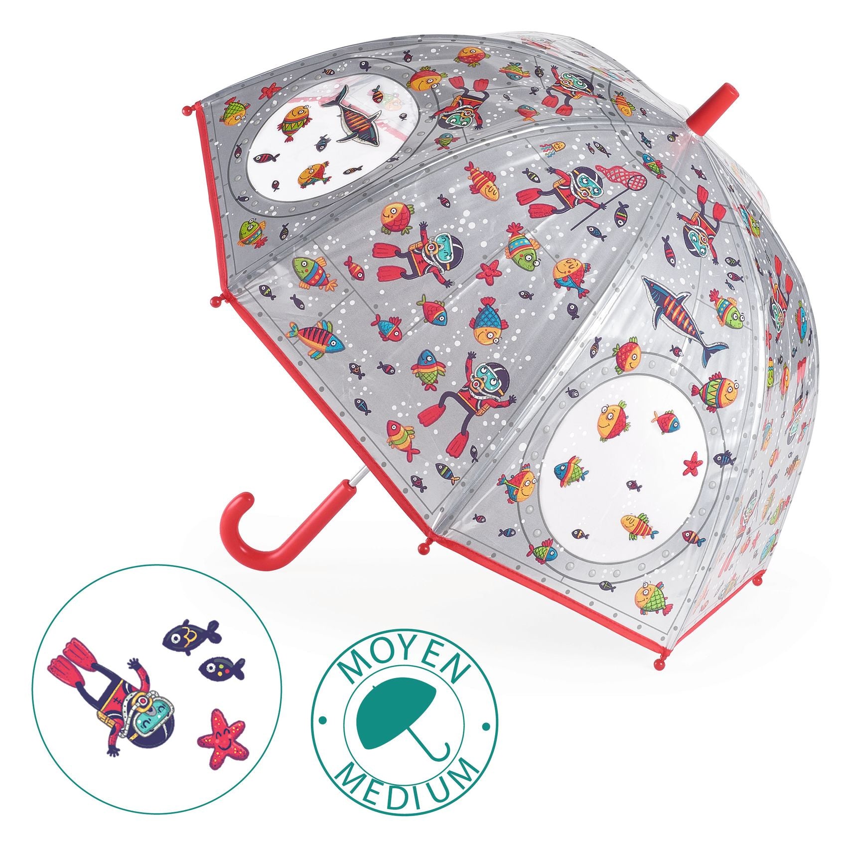 DJECO Kids Umbrella - Colorful Children's Rain Umbrella with Fun Designs - Perfect for Rainy Day Play, School, and Outdoor Adventures