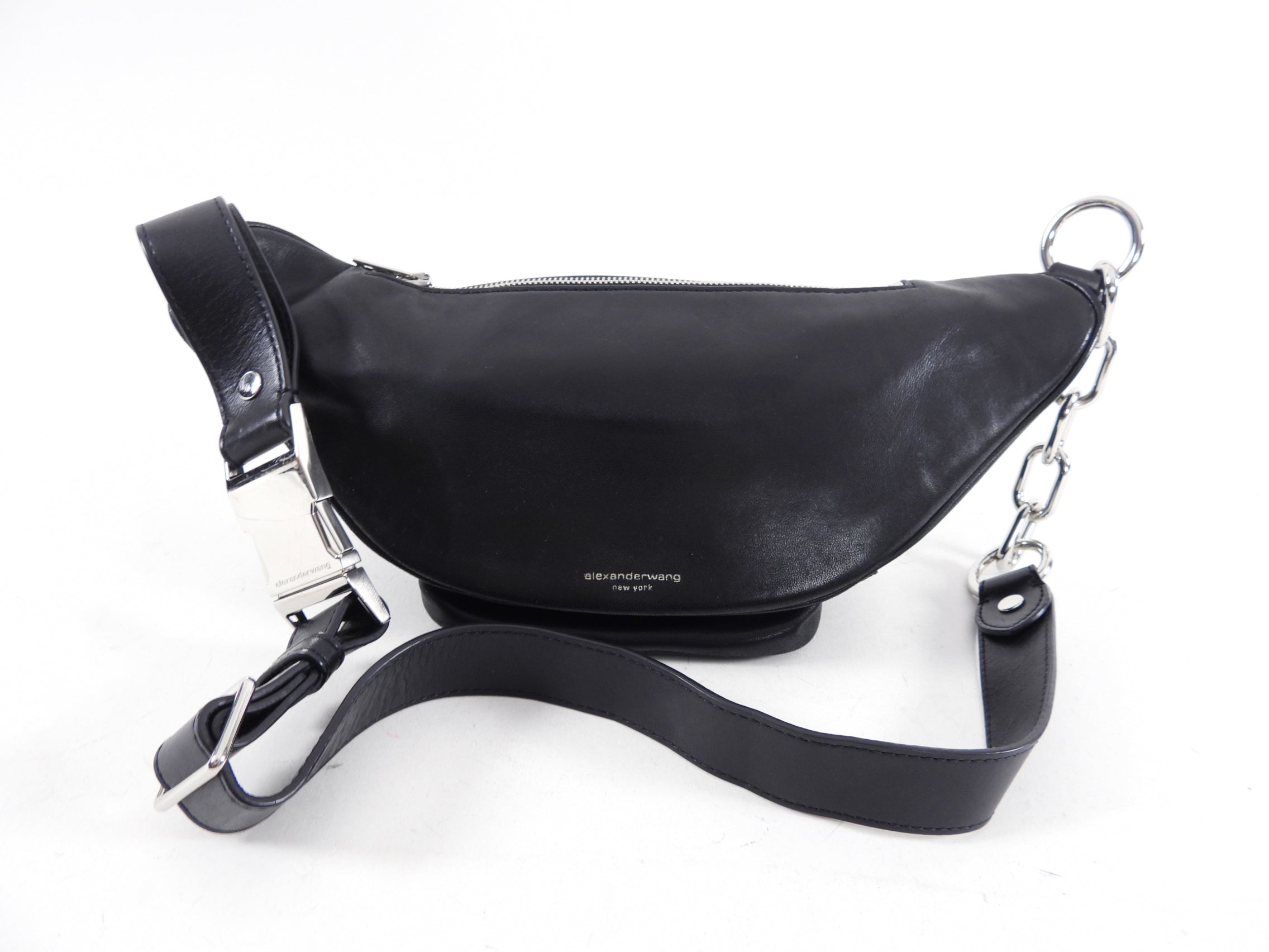 Alexander Wang Attica Chain Belt Bag - Genuine Black Leather Crossbody Purse for Women | Perfect for Night Out, Party, and Everyday Fashion Accessory