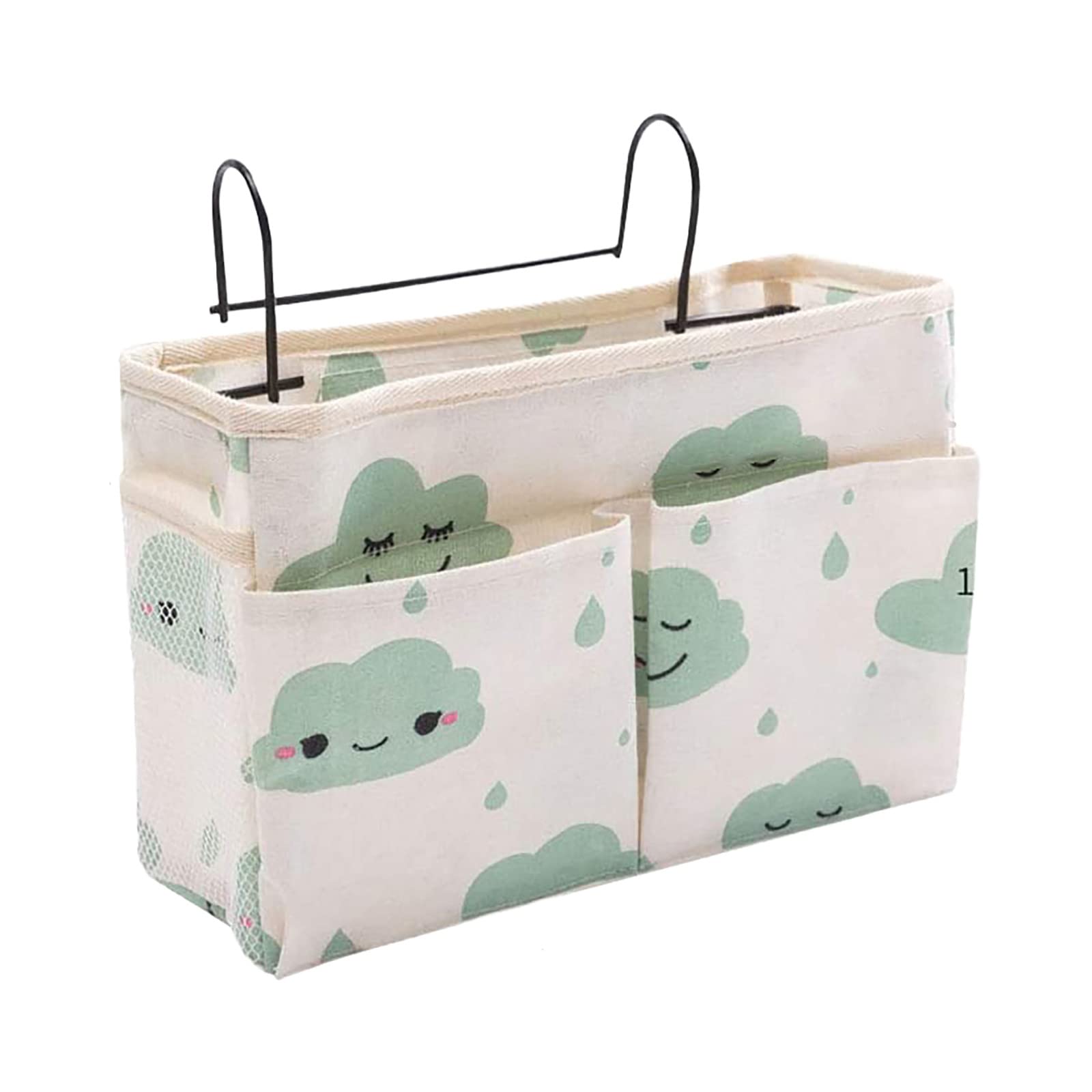 Hanging Storage Bags with Iron Frame - Wall Mount Closet Organizer Pockets for Bedroom, Office, Living Room & Bathroom | Cute Rabbit Design in Green | Perfect for Small Space Organization & Home Decor