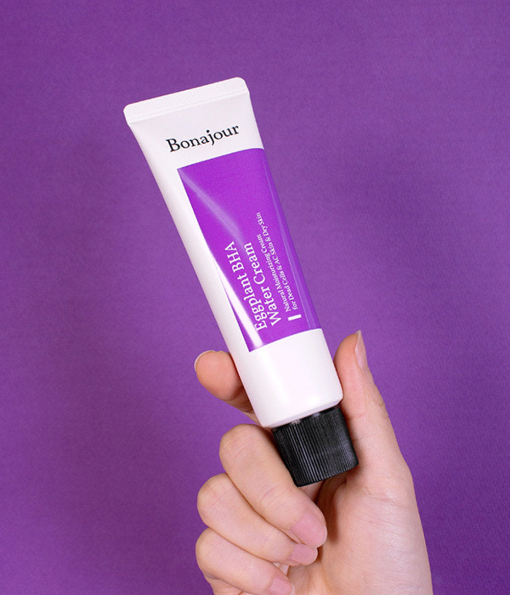 Bonajour Eggplant BHA Water Cream 50ml - Oil-Free Moisturizer for Acne-Prone Skin | Hydrating Face Cream with Exfoliating Salicylic Acid | Perfect for Daily Skincare Routine & Oily Skin Care