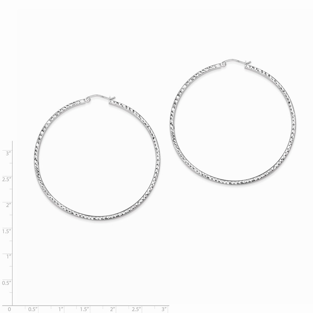Sterling Silver Rhodium-Plated 2x60mm Square Tube Hoop Earrings for Women - Hypoallergenic Dangle Earrings for Everyday Wear, Parties & Special Occasions