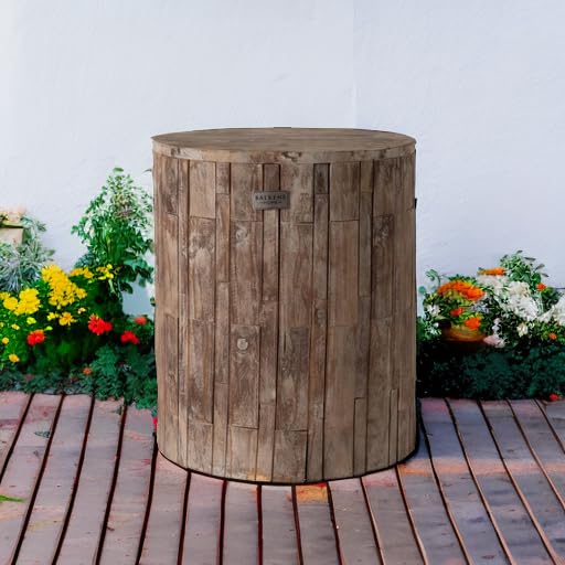 Patio Sense 62420 Rustic Wood Garden Stool - Round Outdoor Seating & Side Table with Seasoned Patina Finish | Portable & Adaptable for Patio, Garden, Deck, Porch, and Poolside Use | Perfect for Entertaining, Gardening, and Home Decor