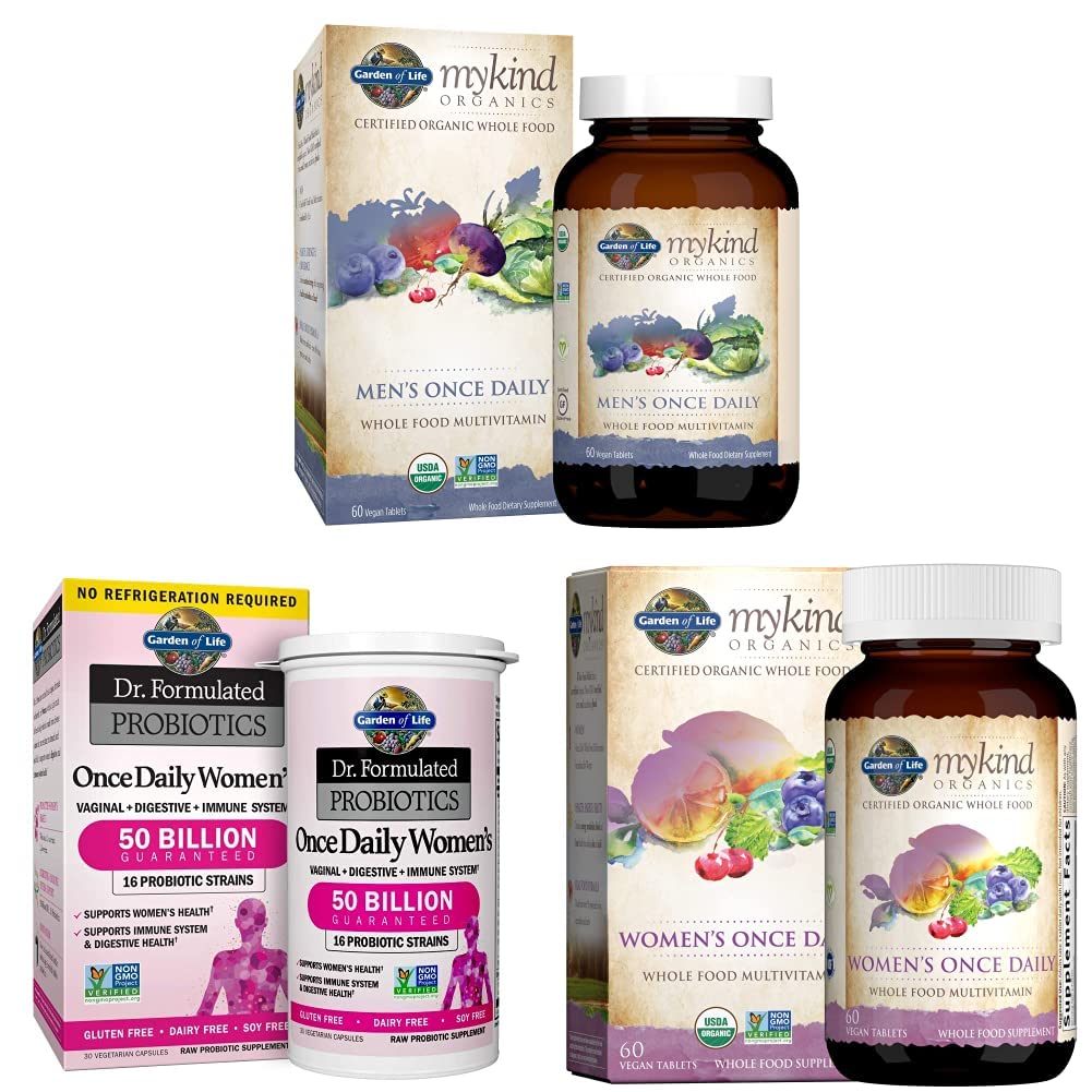 Garden of Life Organic Whole Food Vitamins Bundle for Men & Women - 60 Count - Daily Multivitamin Supplement for Energy, Immunity & Digestion - Perfect for Active Lifestyles & Wellness Routines