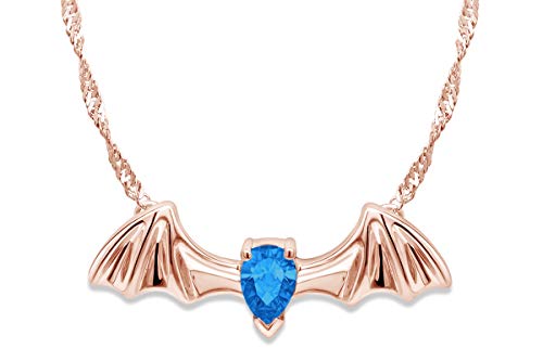 Rose Gold Over : Simulated Blue Topaz