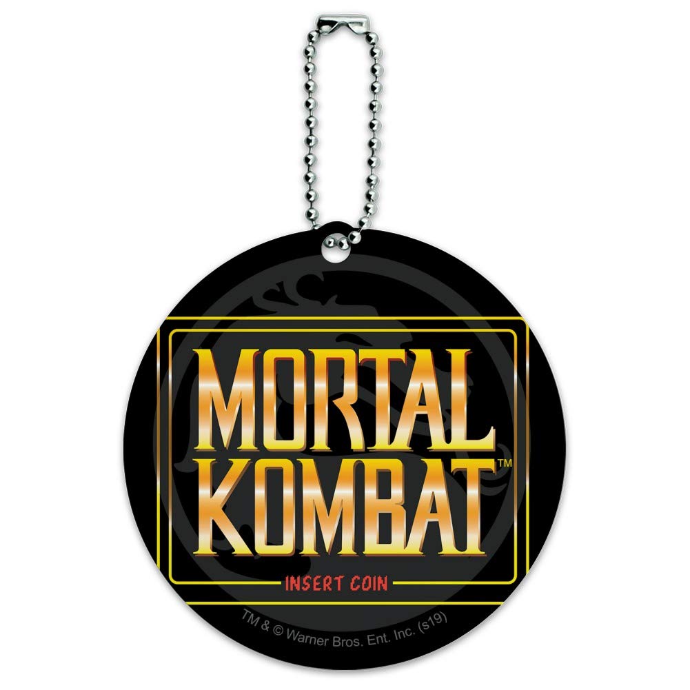 Mortal Kombat Insert Coin Round Luggage ID Tag - Durable Suitcase Name Tag for Carry-On Bags - Perfect for Travel, Gaming Conventions & Cosplay Events